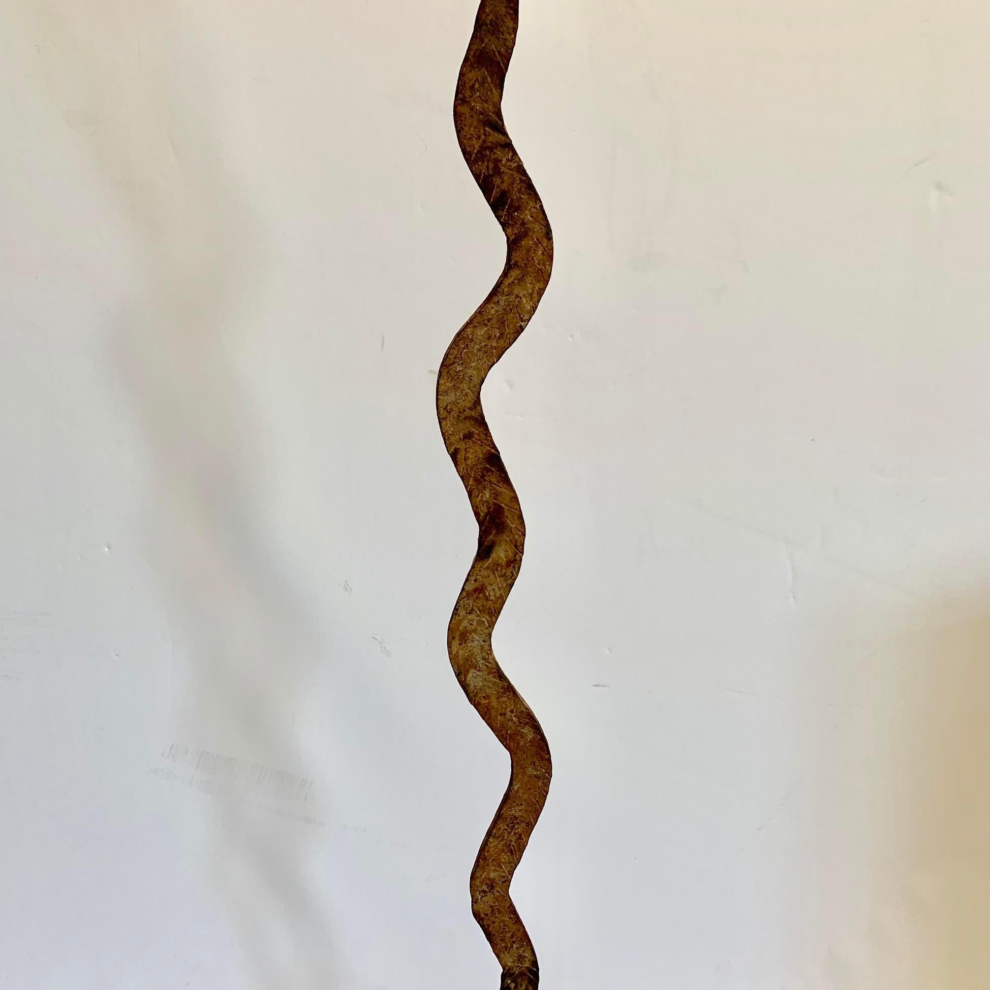 Burkinabe African Iron Snake Sculpture, 19th Century