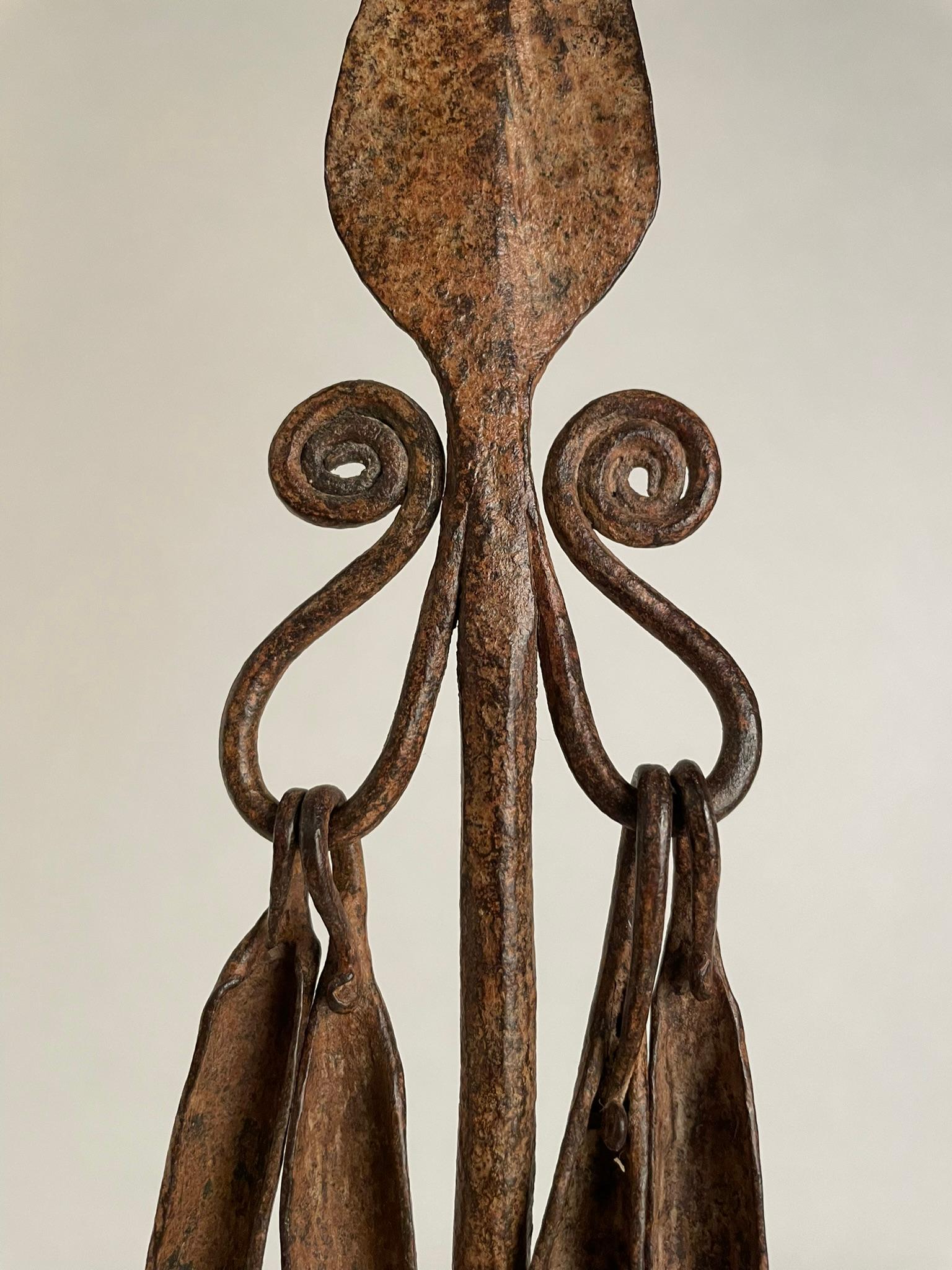 African Iron Spear-Form Currency Mounted On A Custom Steel Base  For Sale 3