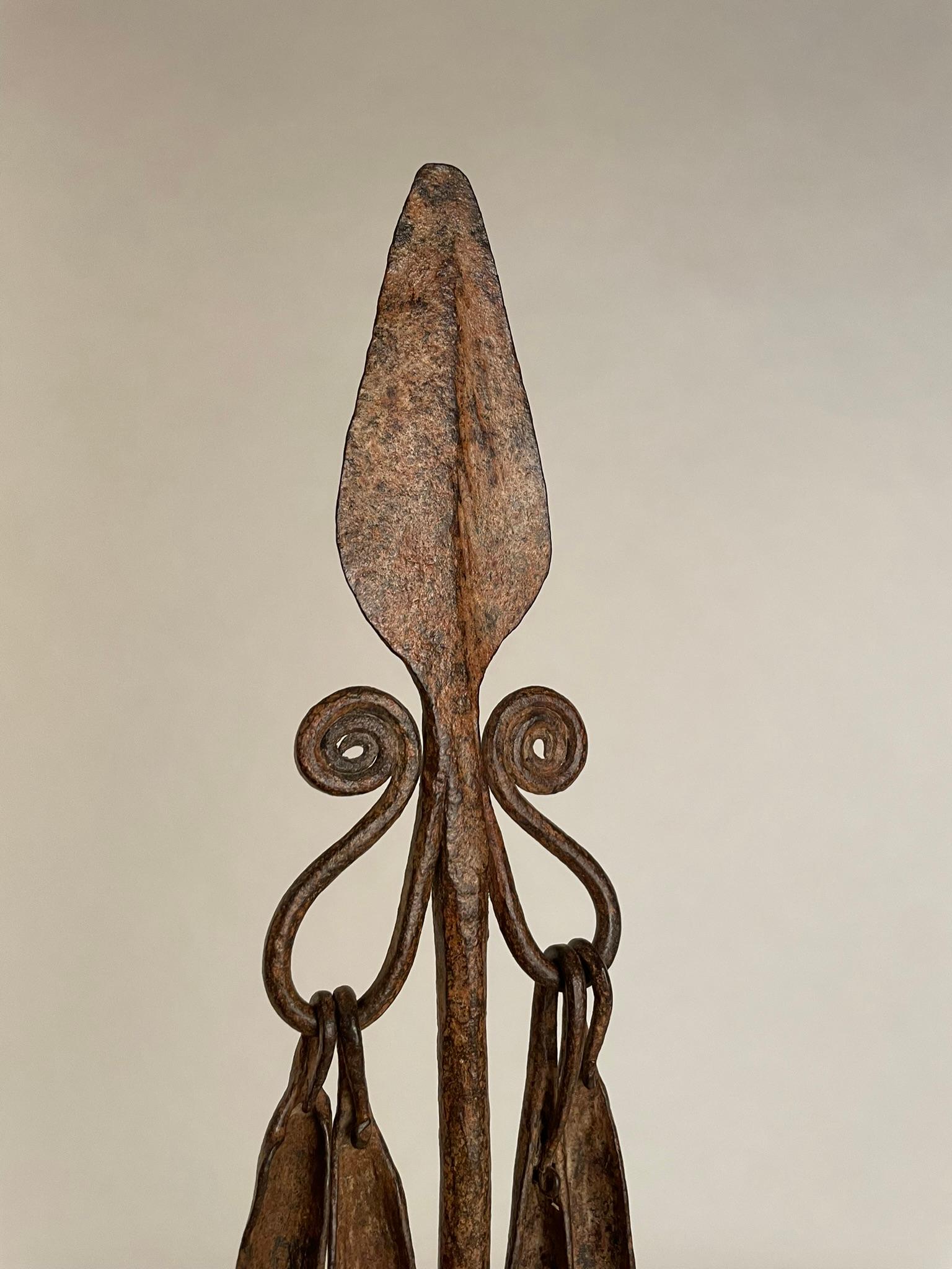 African Iron Spear-Form Currency Mounted On A Custom Steel Base  For Sale 6