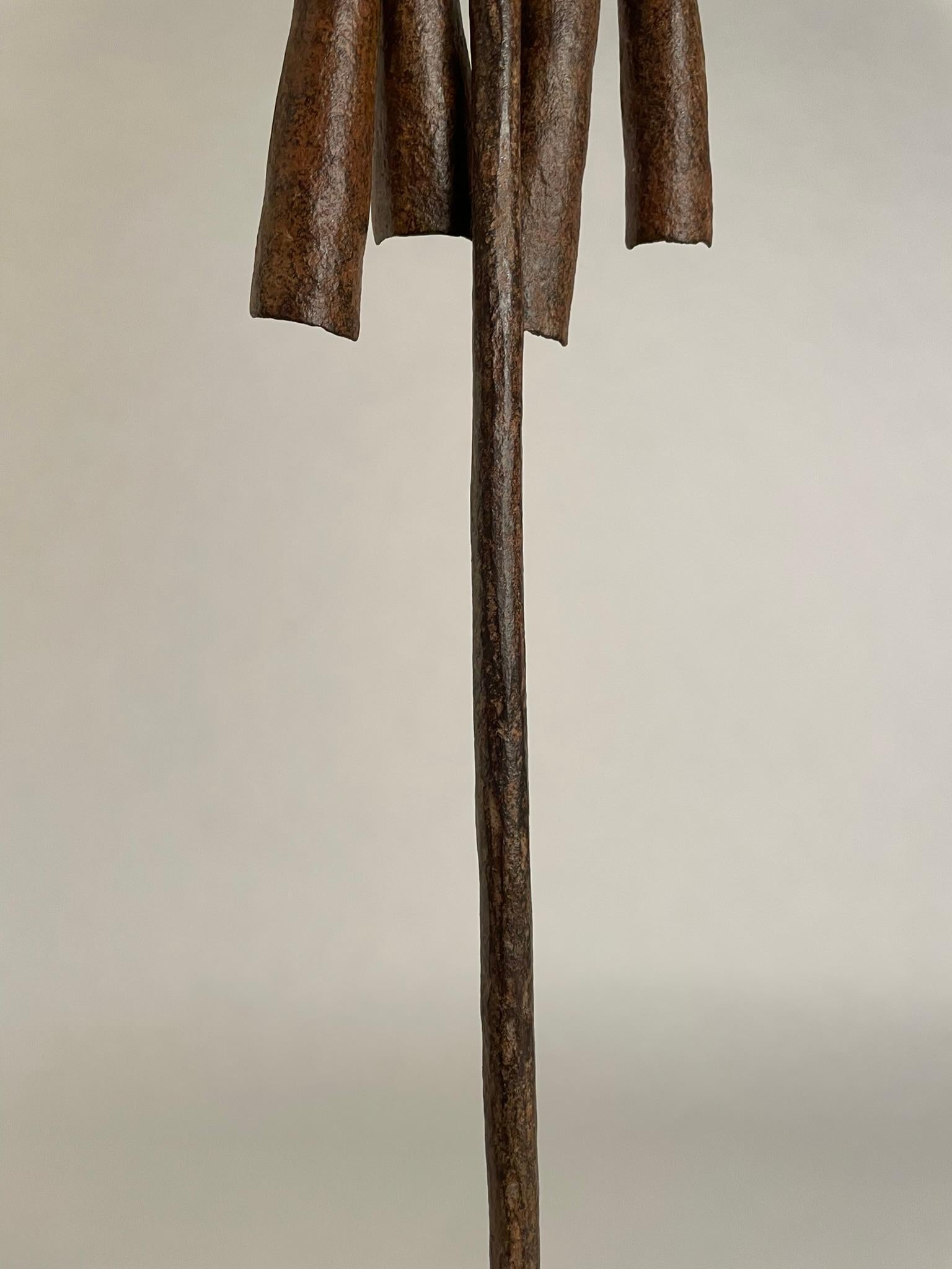 Hammered African Iron Spear-Form Currency Mounted On A Custom Steel Base  For Sale