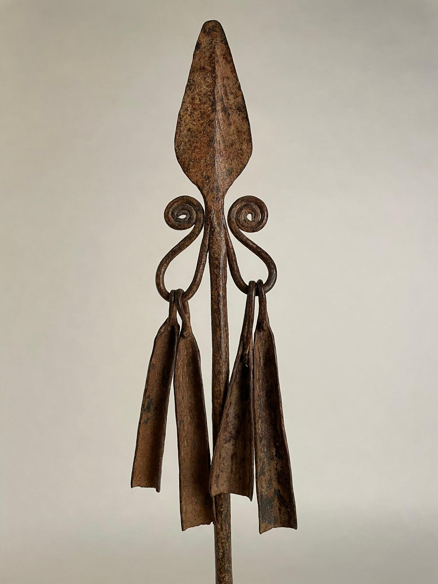 African Iron Spear-Form Currency Mounted On A Custom Steel Base  For Sale 1