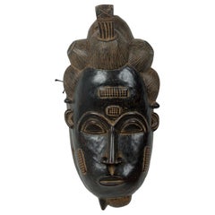 African Ivory Coast 20th Century Carved Wood Baule Male Face Mask African Ivory Coast 20th Century Carved Wood Baule Male Face Mask