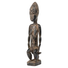 African Ivory Coast 20th Century Carved Wood Baule Seated Female "Spirit Spouse"