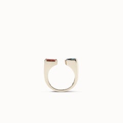 African Jasper & London Blue Topaz Contemporary "Toi & Moi" Nosring