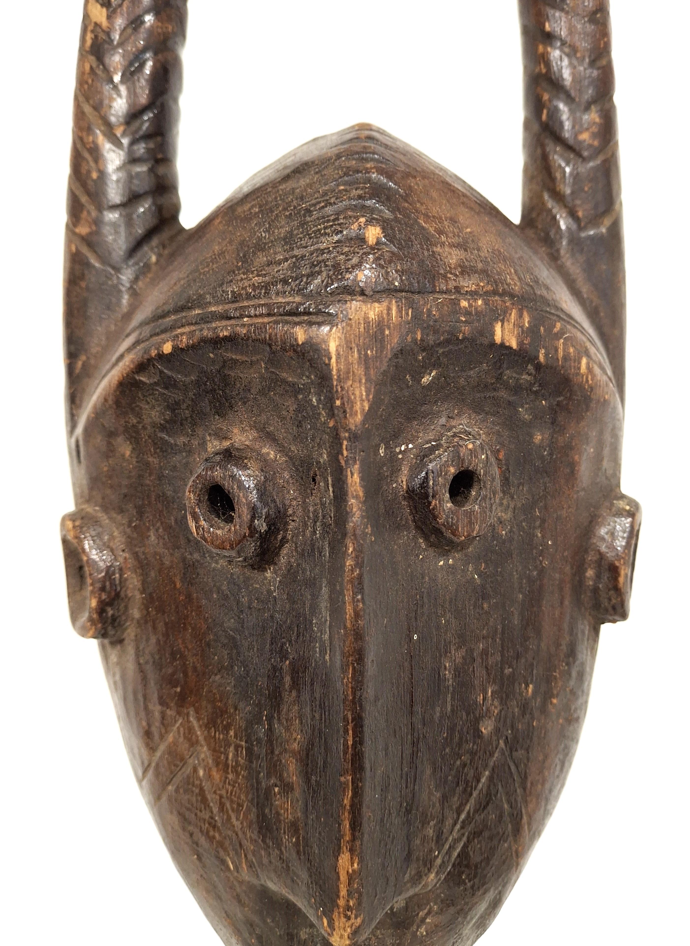Hardwood African Katanda Mask – Lega Tribe, DR Congo – Mid 20th Century For Sale