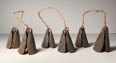 African Kenyan Bells with 3 Kisi Metal Tally Sticks / Provenance Douglas Dawson
