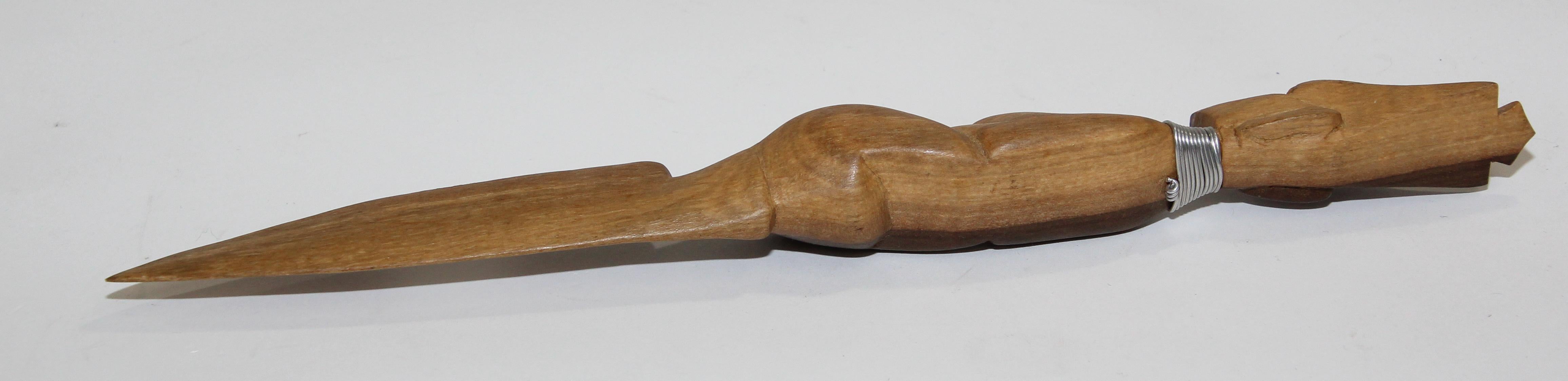 Wood African Kenyan Tribal Art Hand Carved Sculpture - Letter Opener
