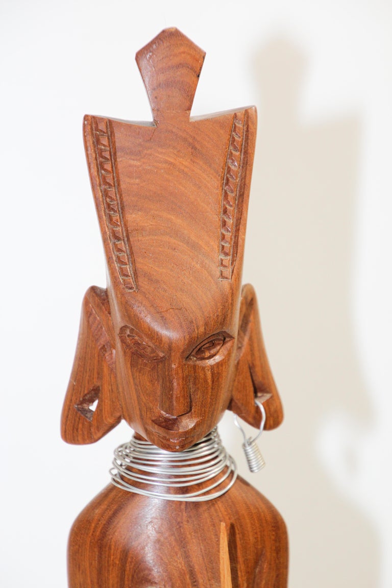 Metal African Kenyan Tribal Art Hand Carved Sculpture For Sale