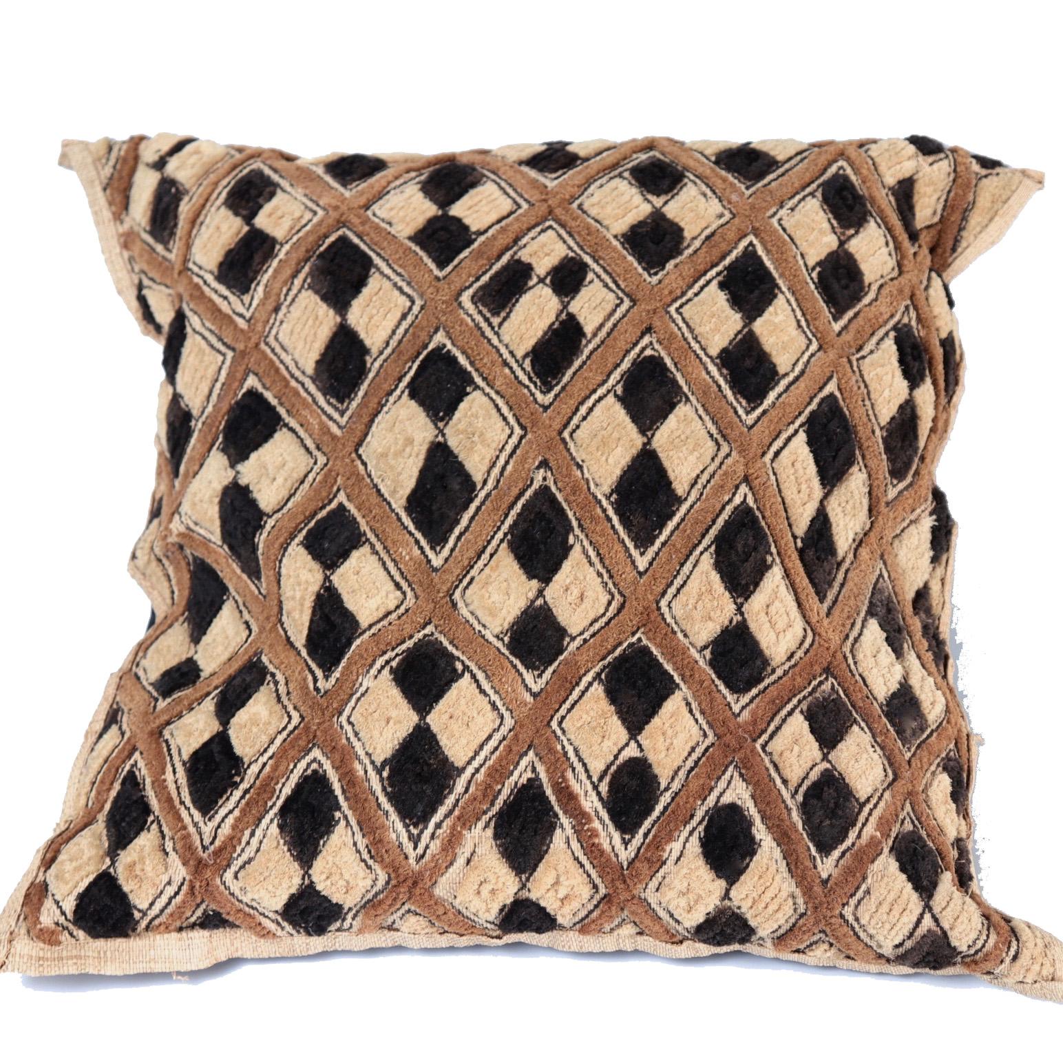 Tribal African Kuba Cloth Decorative Throw Pillow For Sale