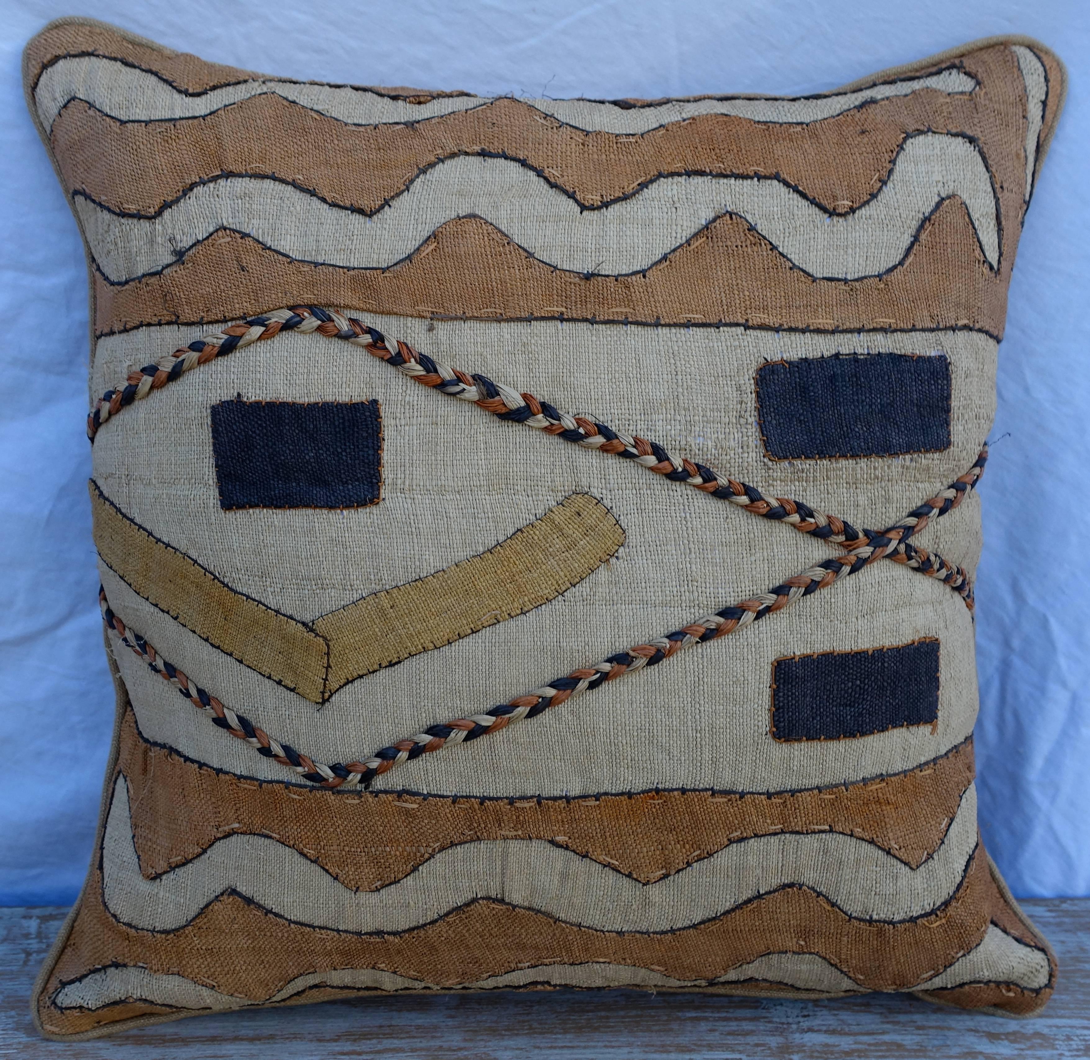 Linen African Kuba Cloth Pillows by Melissa Levinson