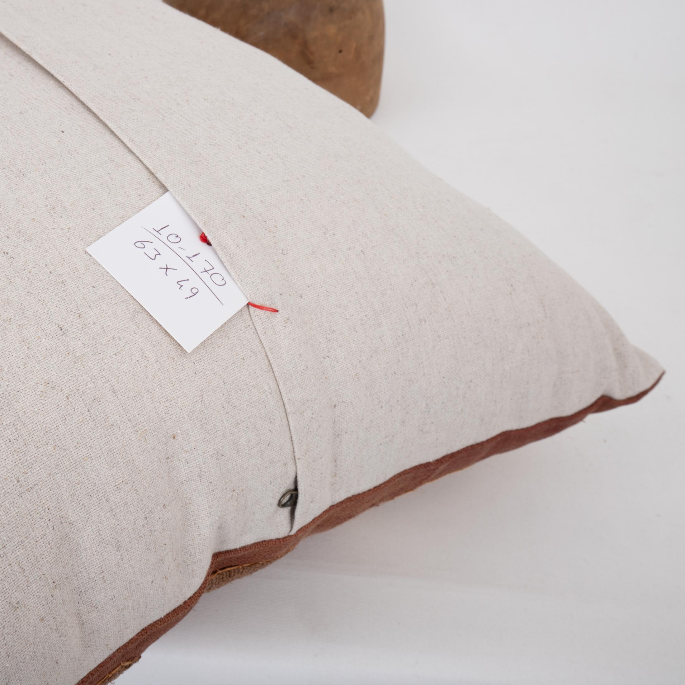 20th Century African Kuba Cloth Raffia Pillow Cover For Sale