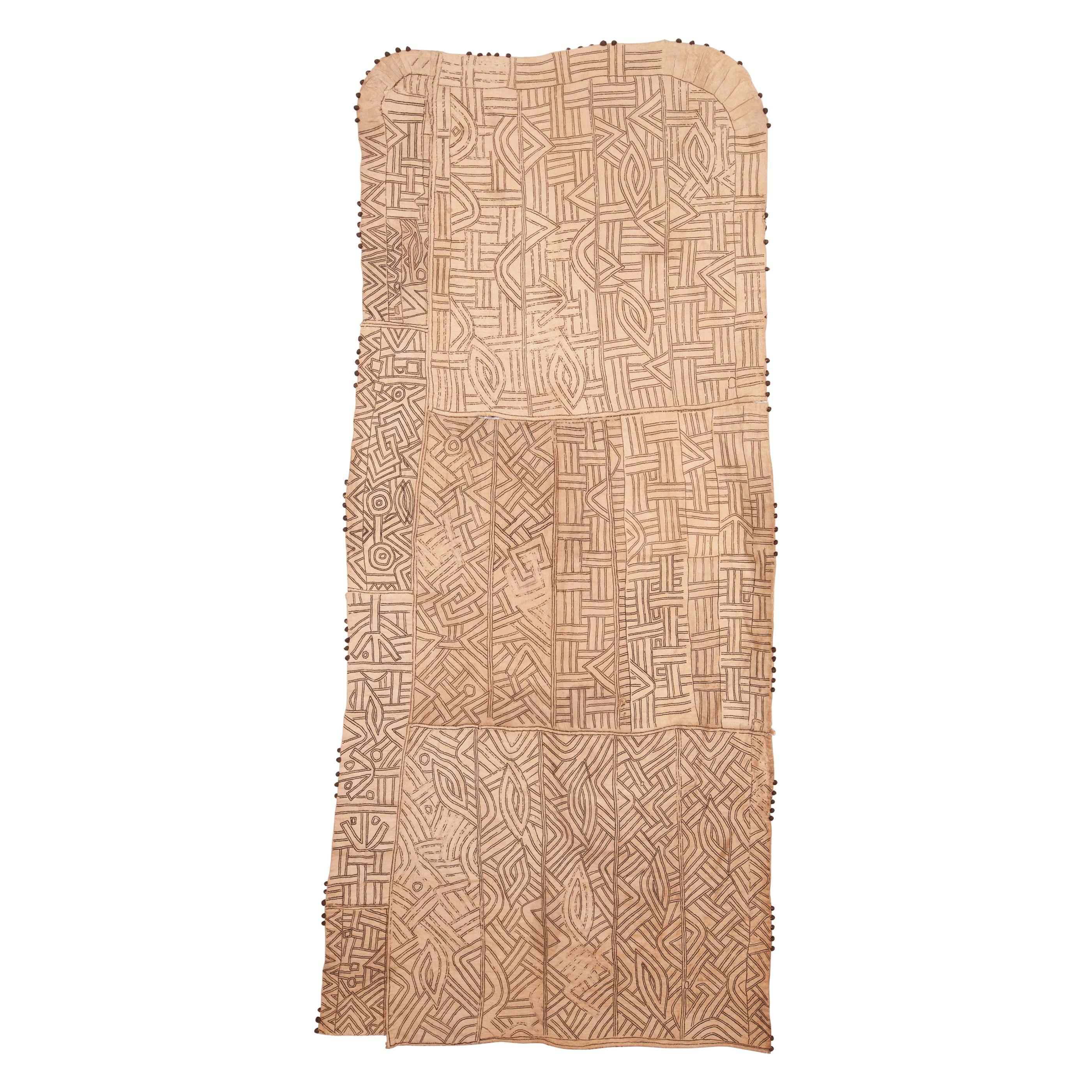 African Kuba Embroidered Raffia Textile, Early 20th Century For Sale