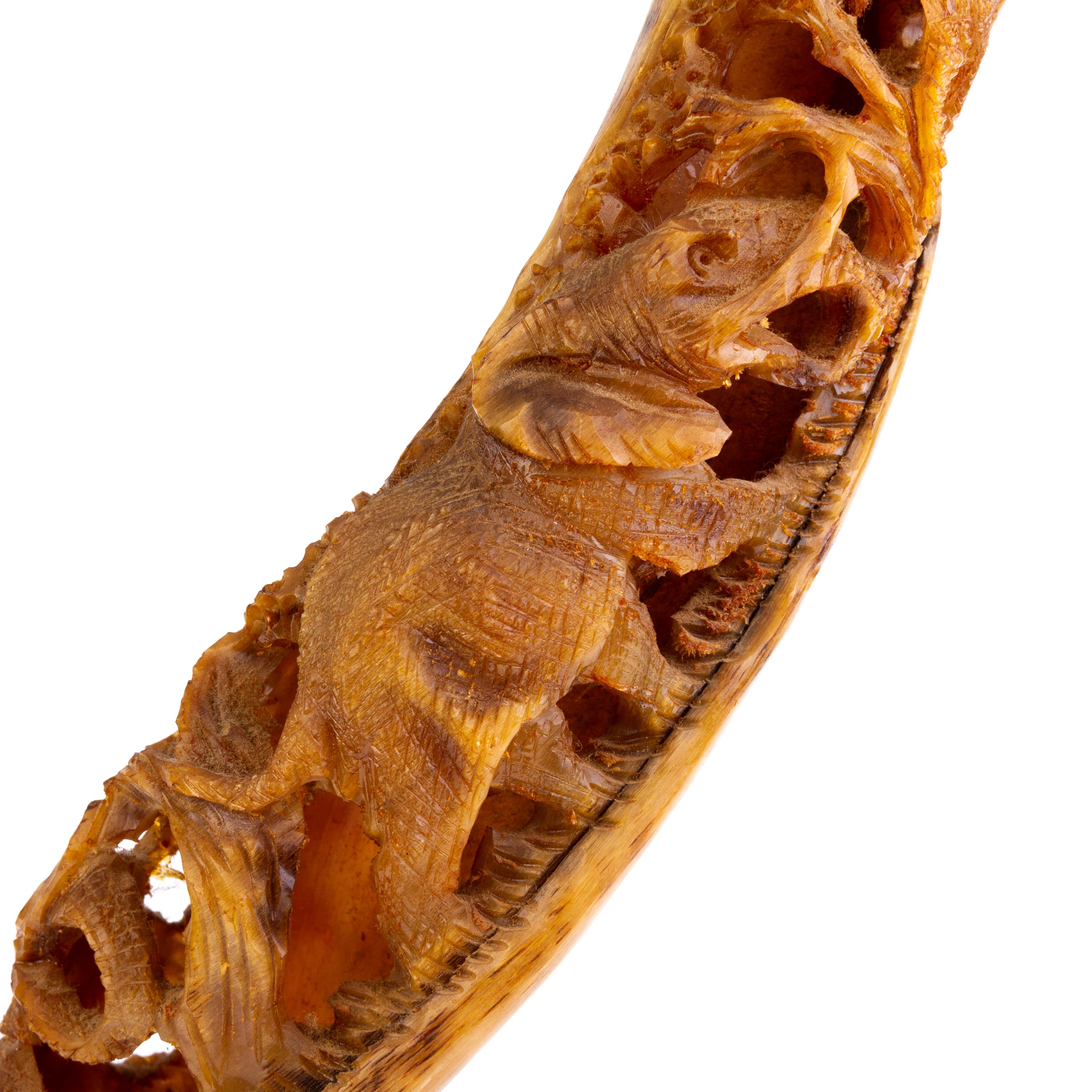 African Kudu Antelope Horn with Carved Elephants  For Sale 1