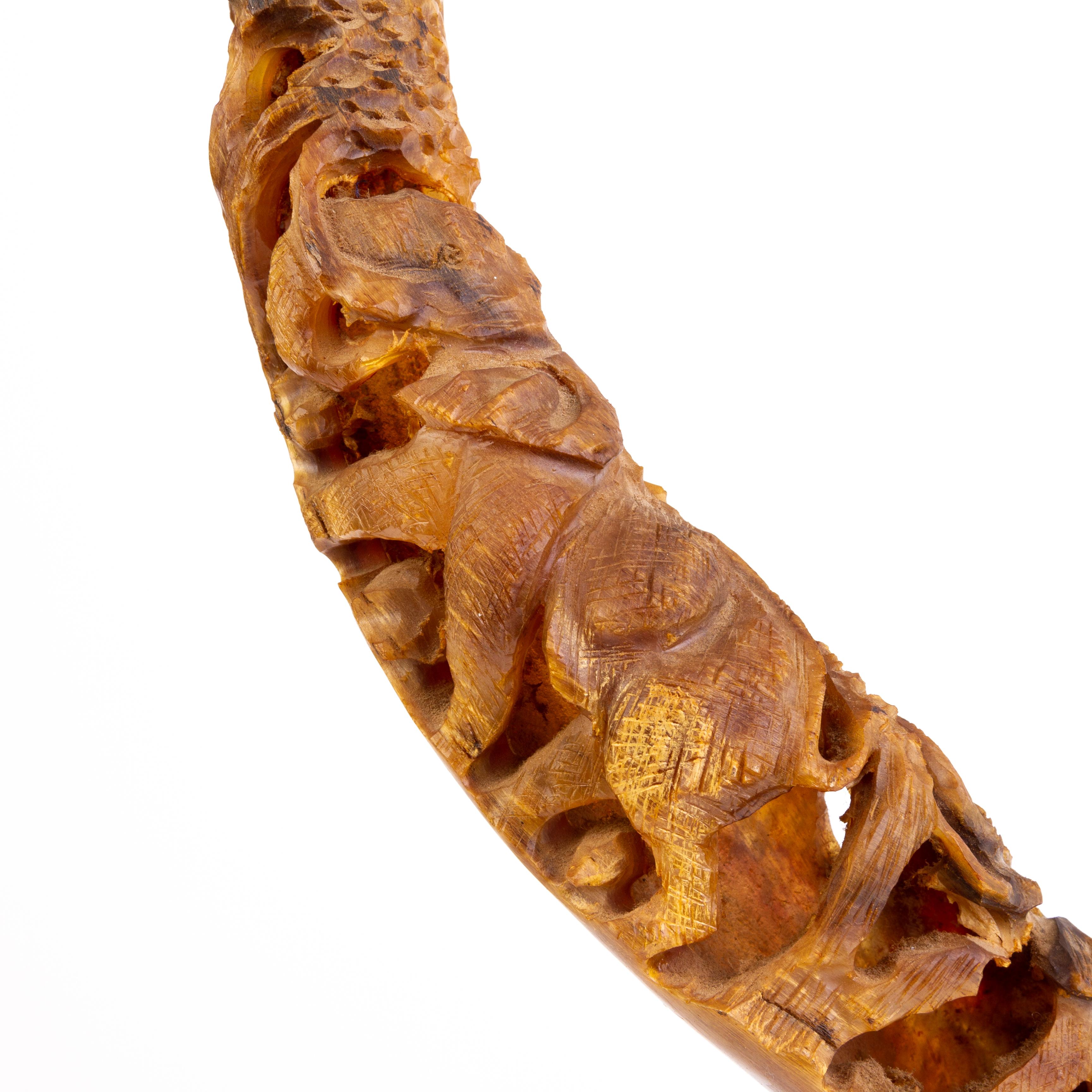 20th Century African Kudu Antelope Horn with Carved Elephants  For Sale
