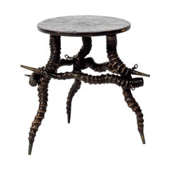 Vintage African Kudu Horn Side Table