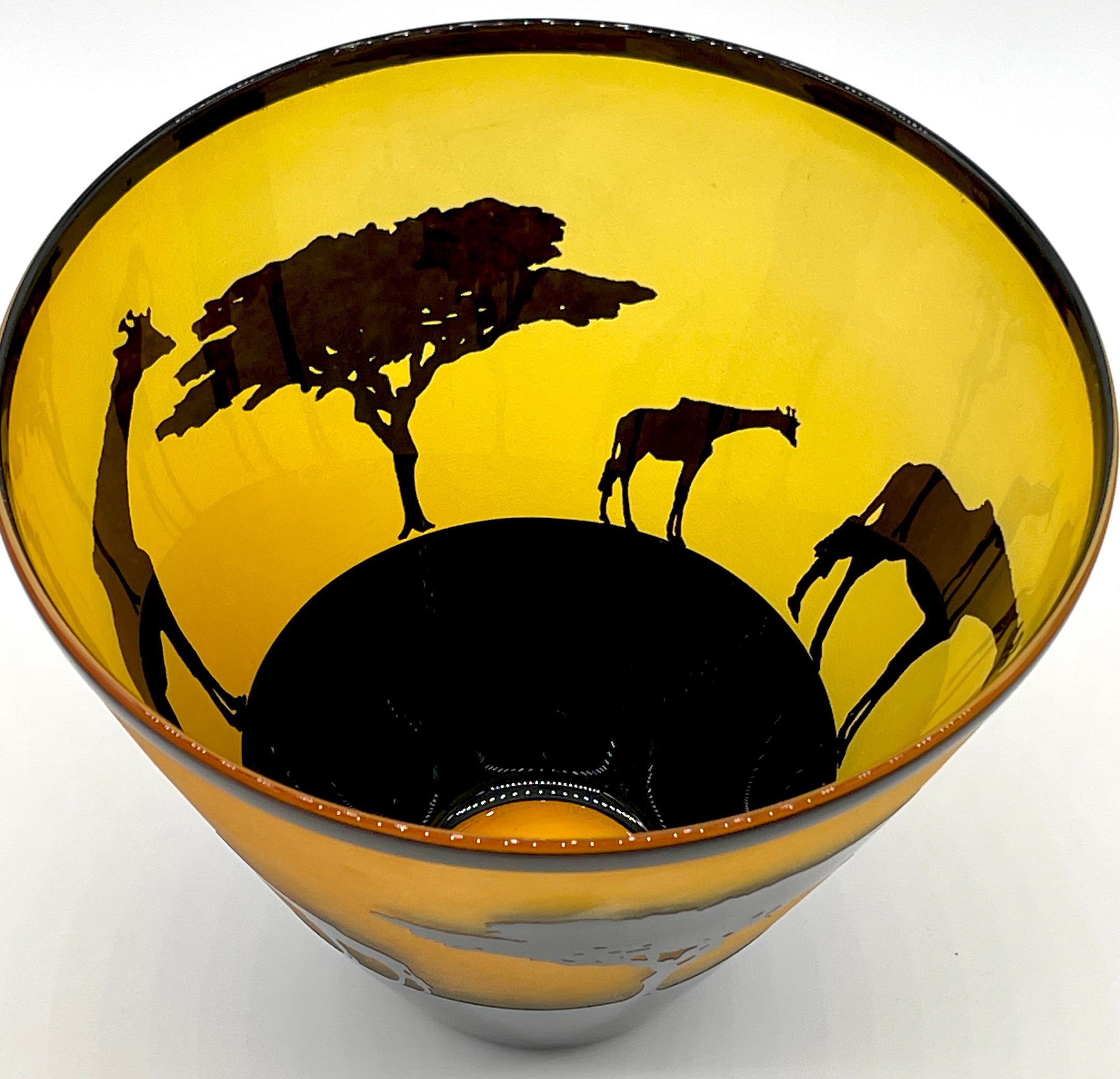 African Landscape Cameo Glass Vase by Steven Correia, 1986 Edition of #168/500 4