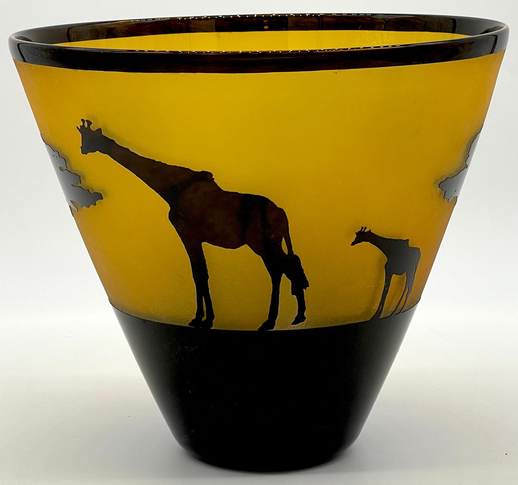 Art Glass African Landscape Cameo Glass Vase by Steven Correia, 1986 Edition of #168/500