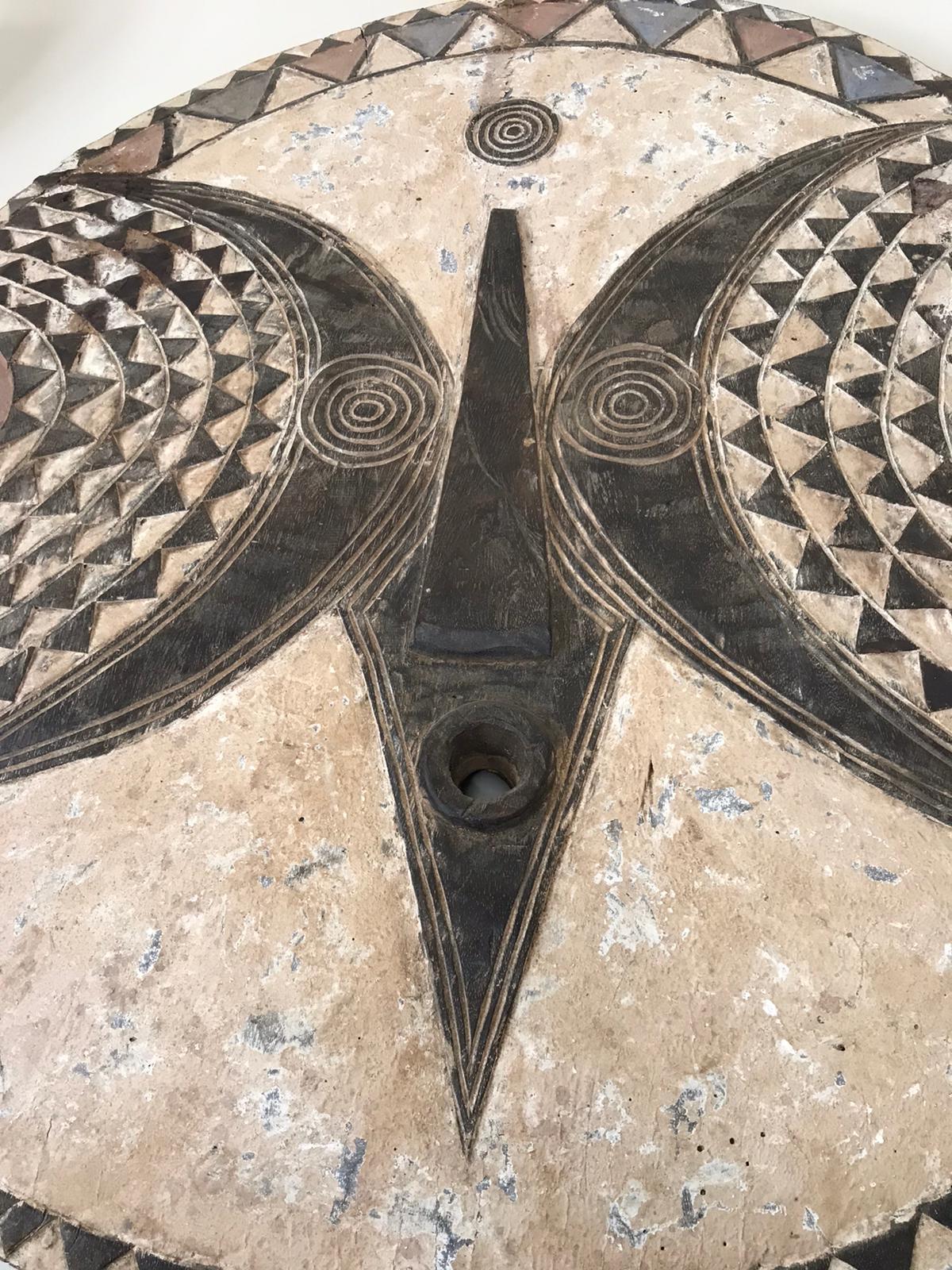 Hand-Carved African Large Polychrome Wood Carved Mask