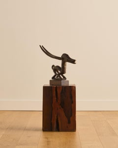 African Long Horn Gazelle Wooden Sculpture
