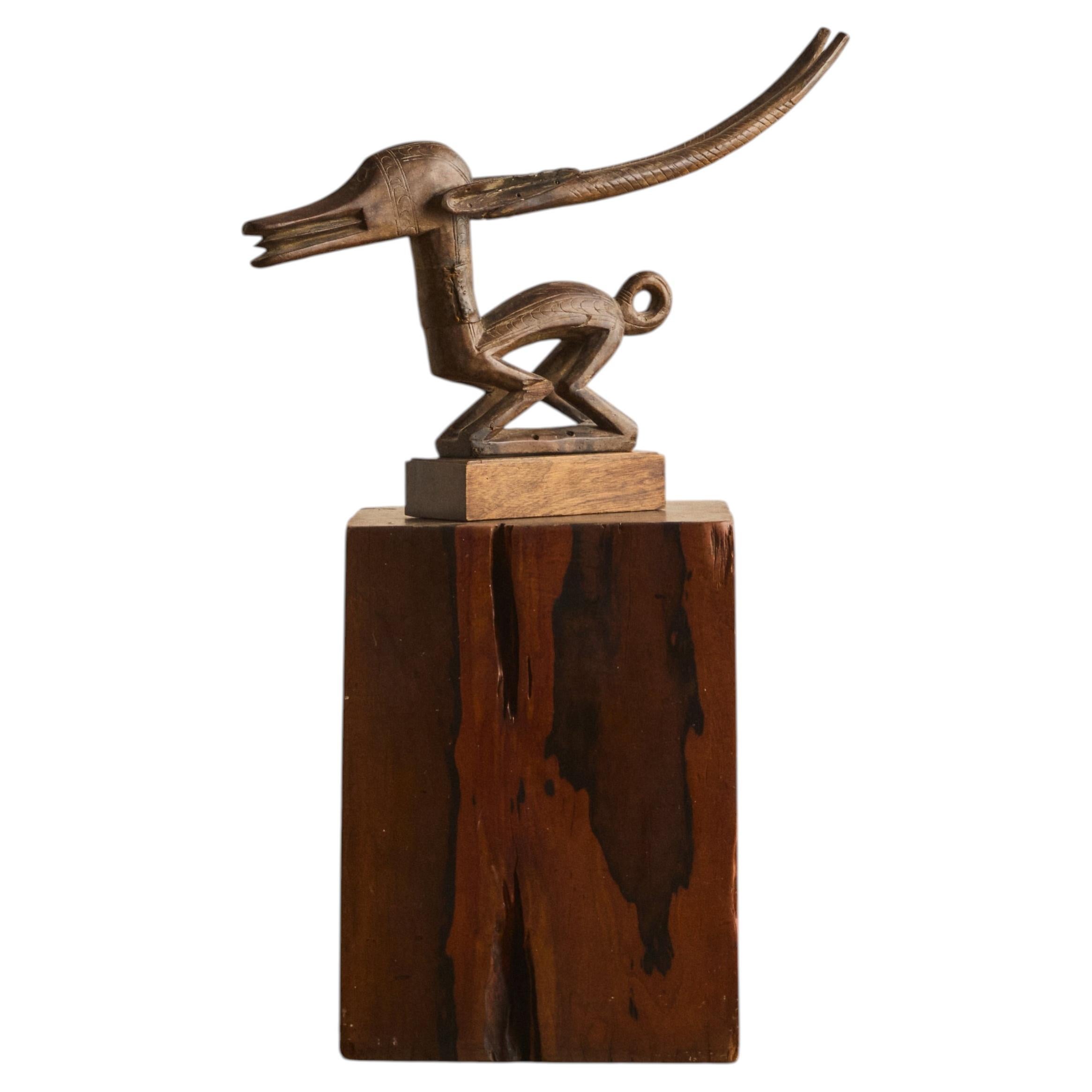 African Long Horn Gazelle Wooden Sculpture