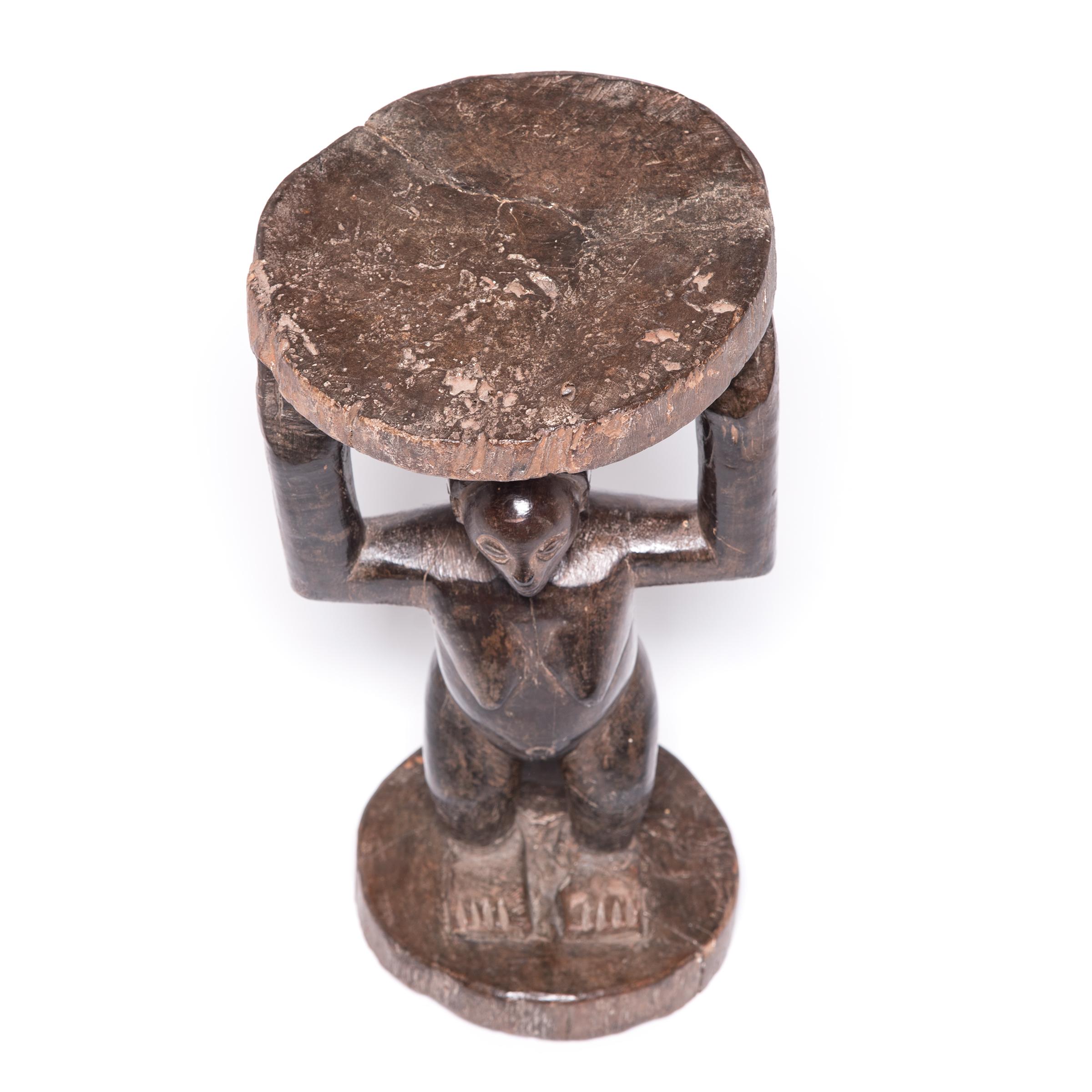 Congolese African Luba Caryatid Stool For Sale