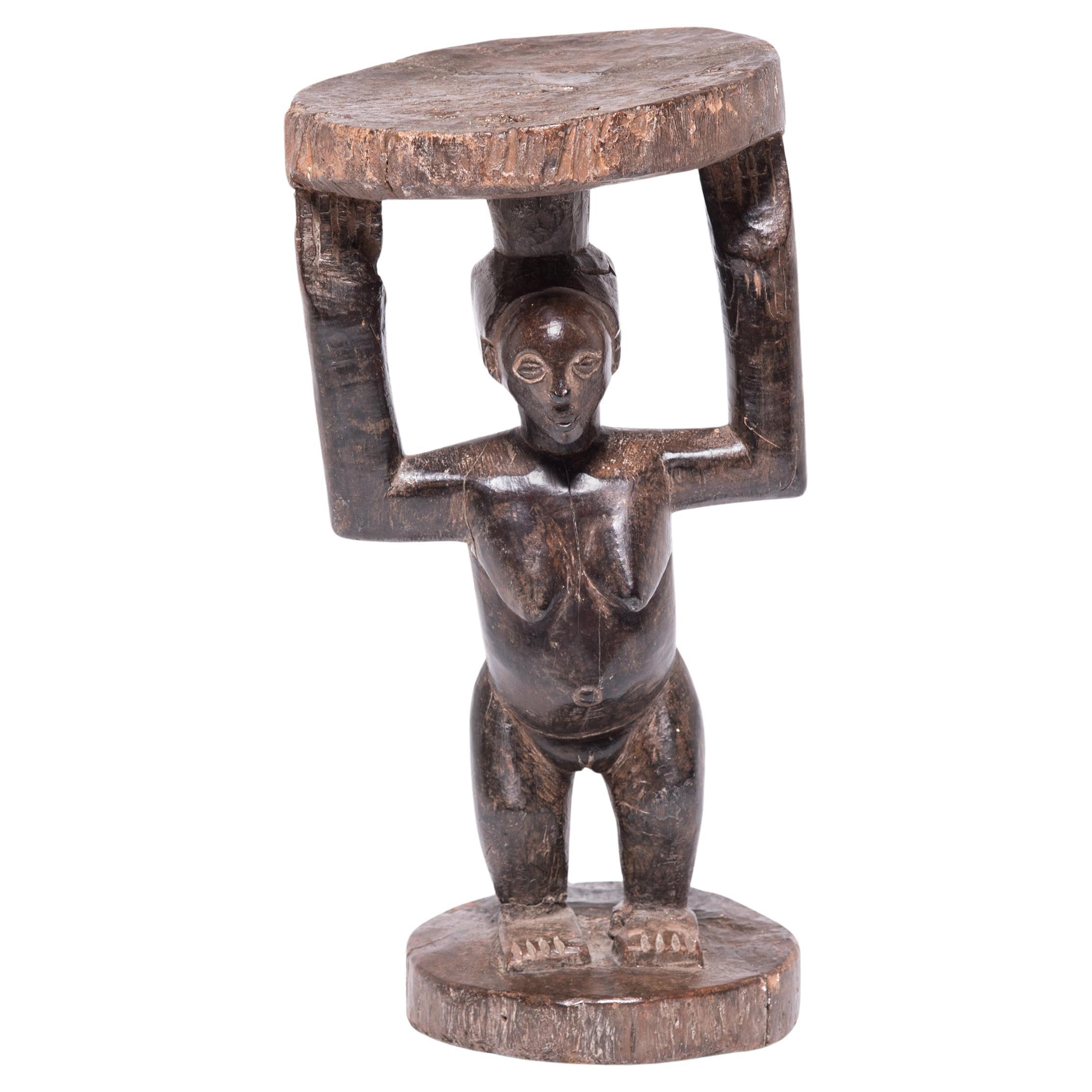 African Luba Caryatid Stool For Sale