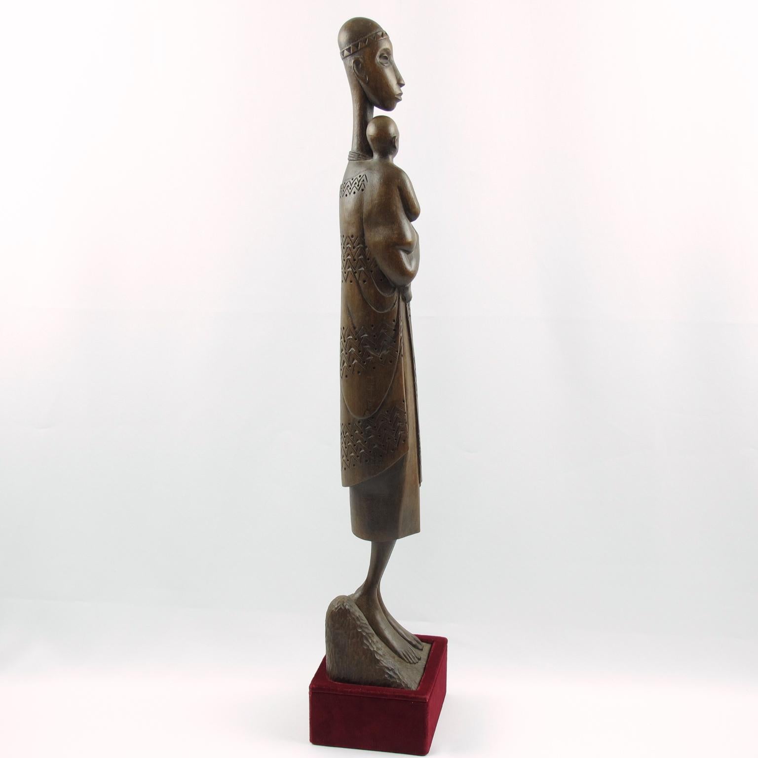 Scultura di Madonna e bambino dell'artista africano Ndatite Ilo, Ruanda in vendita 1