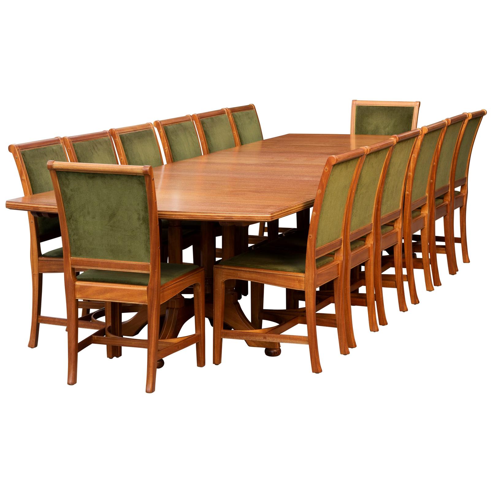 African Mahogany Dining Table and chairs by Edward Barnsley, England, circa 1956 For Sale