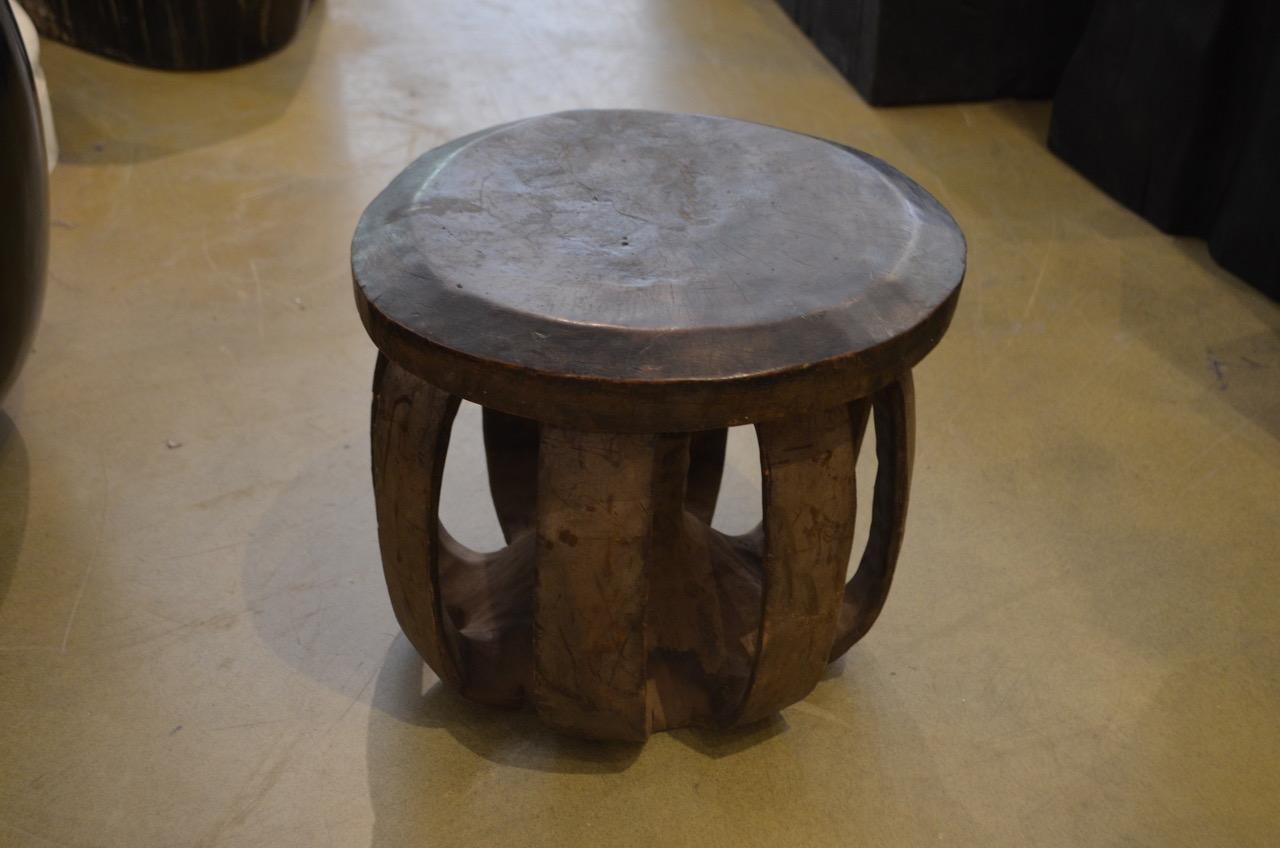 Organic Modern African Mahogany Wood Side Table or Stool