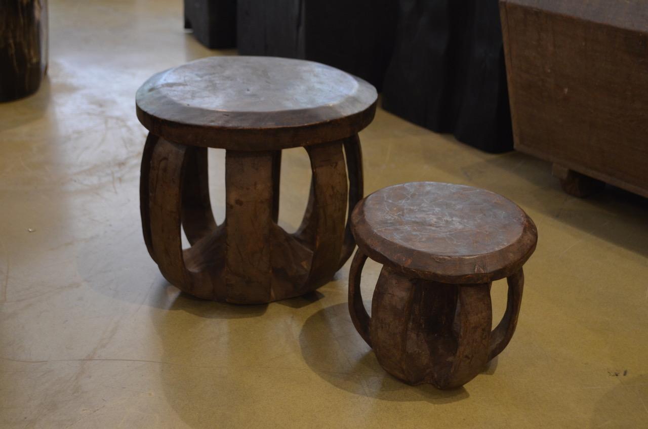 African Mahogany Wood Side Table or Stool In New Condition In New York, NY