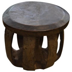 African Mahogany Wood Side Table or Stool