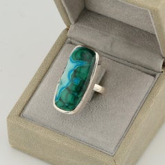 Anello in argento con malachite africana e crisocolla