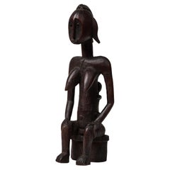 African Mali Late 20th Century Carved Wooden Bamana Maternity Figure with Baby