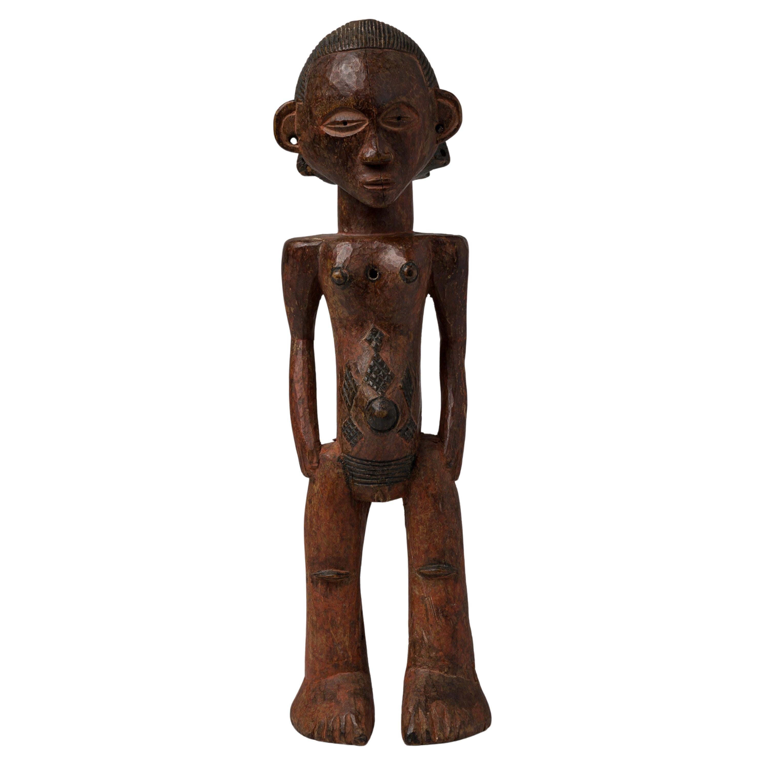 African Mali Mid 20th Century Luba Female Standing Fertility Figure