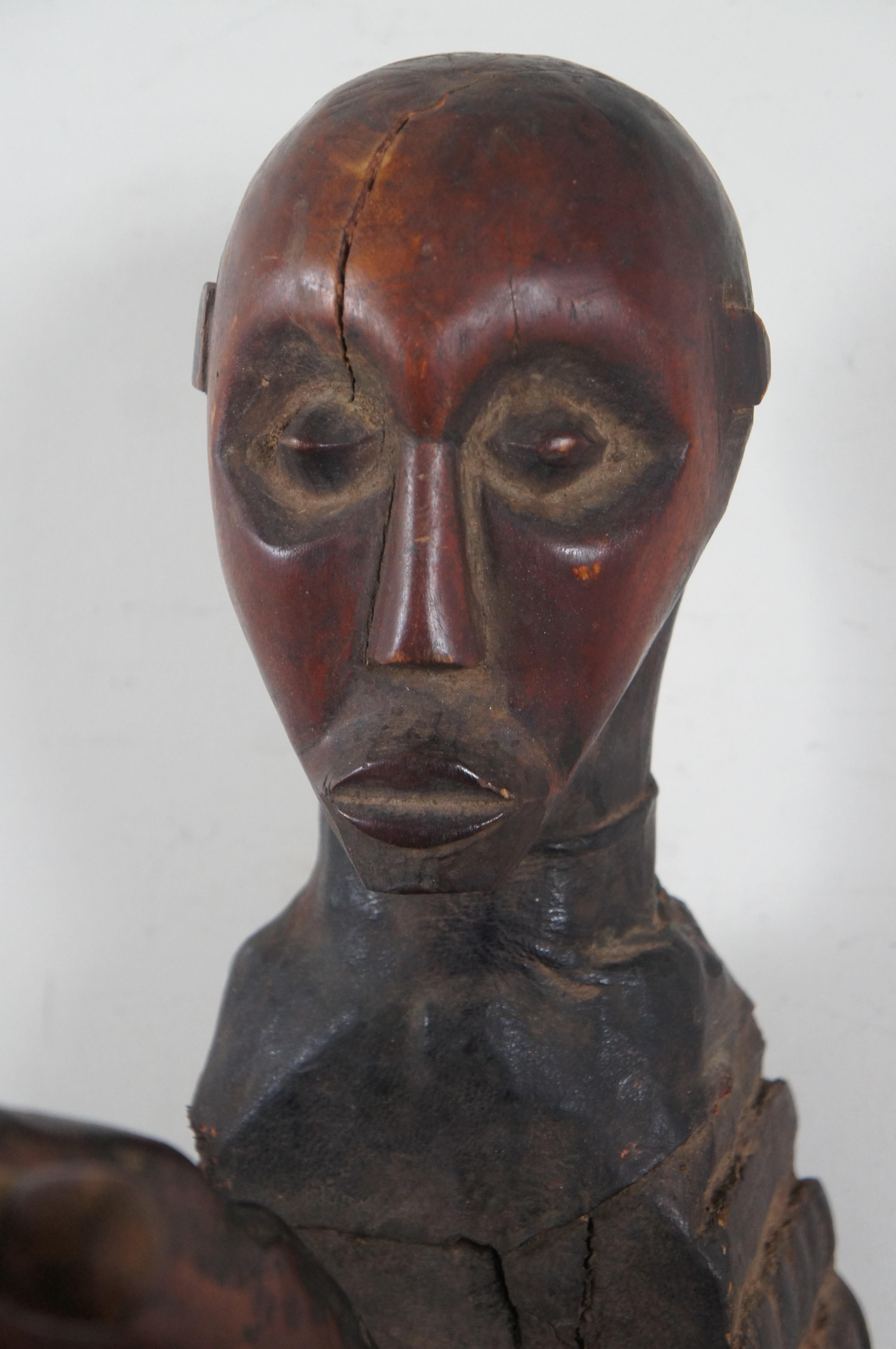 African Mangbetu Carved Figural Fertility Bow Harp Domu Instrument 27