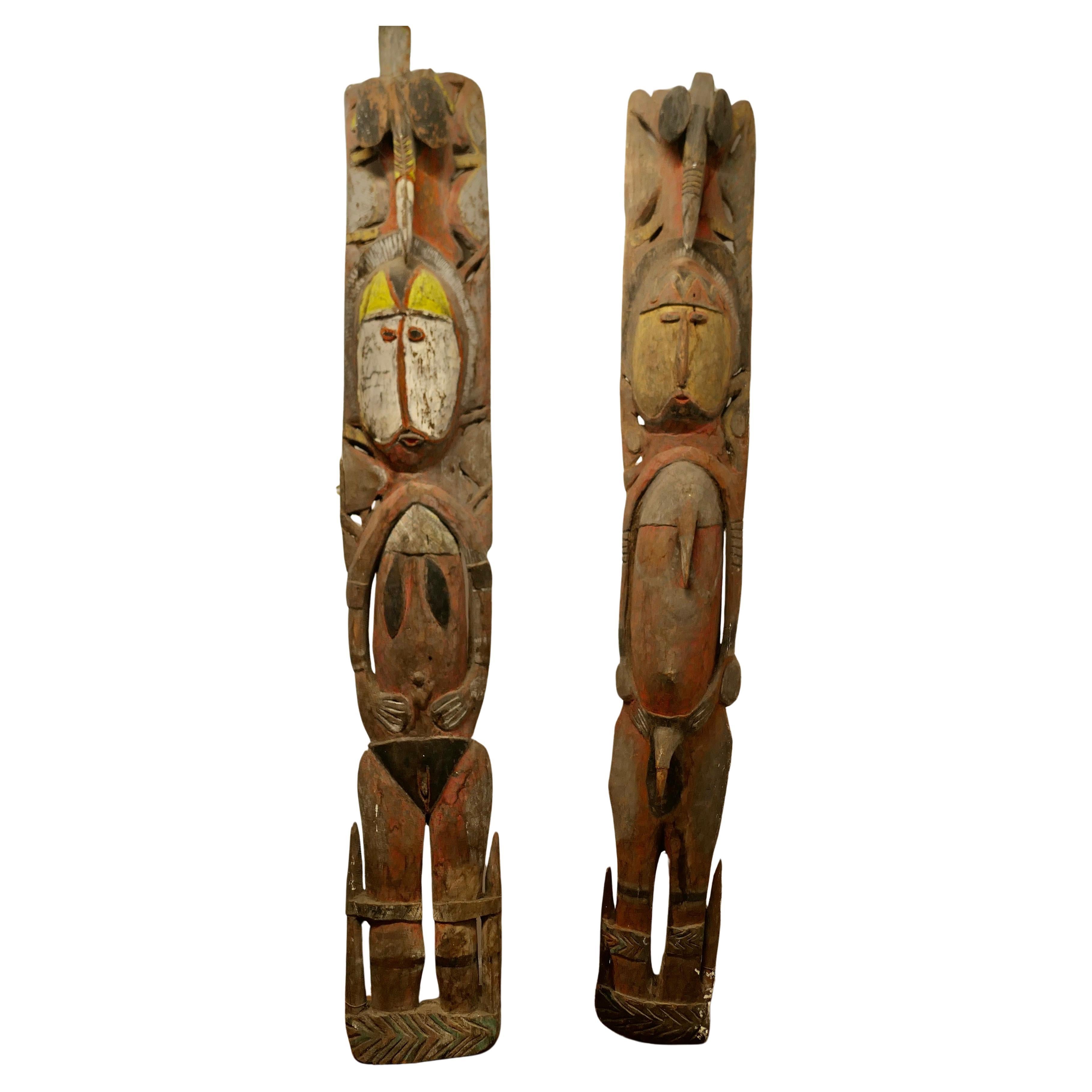 African Marriage Figures Pair of Carved Panels in vendita