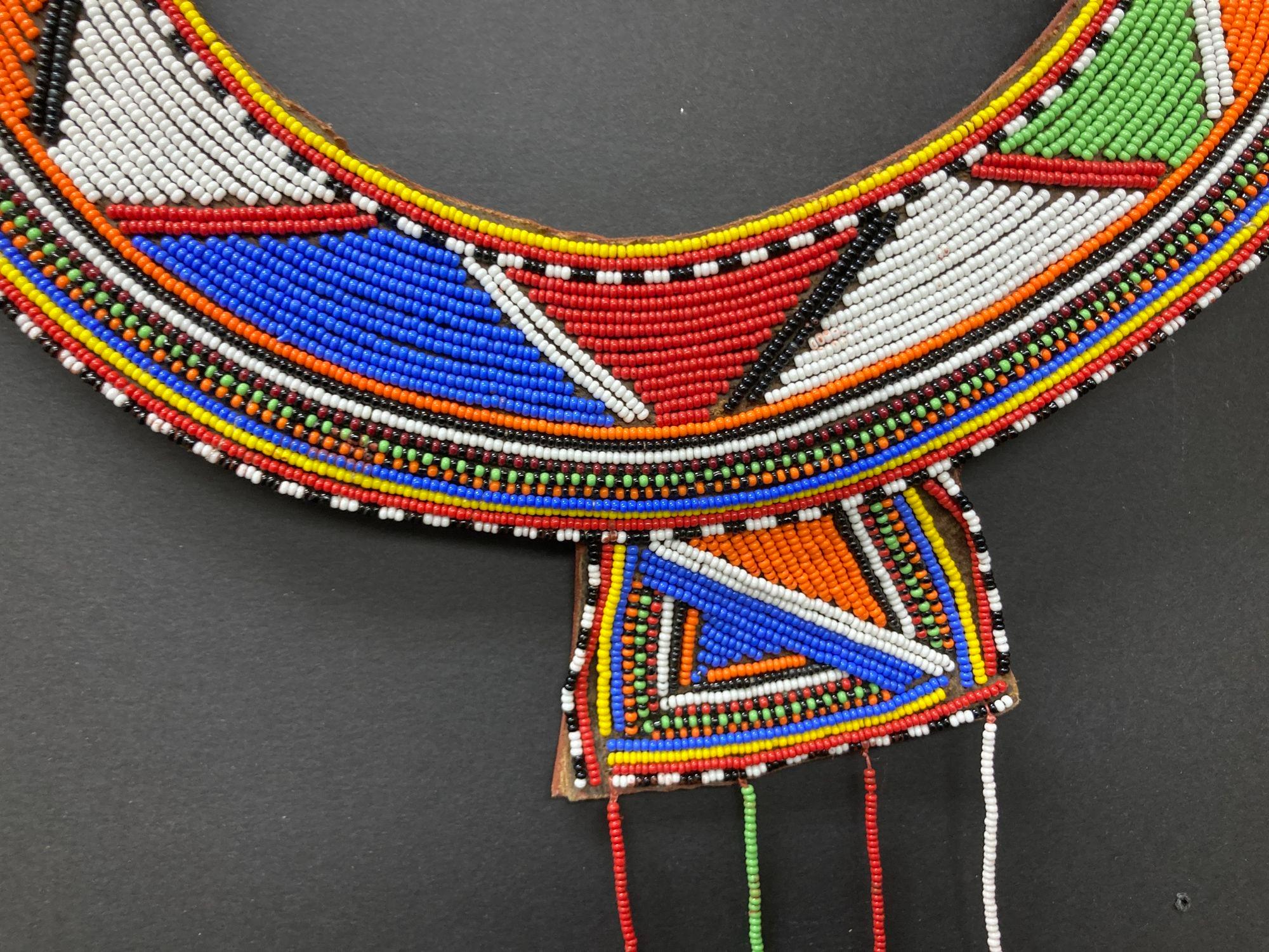 Hand-Crafted African Masai Beaded Traditional Artifact Wall Decor For Sale