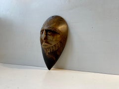 African Mask in Hand Carved Stone, Mid 20th Century