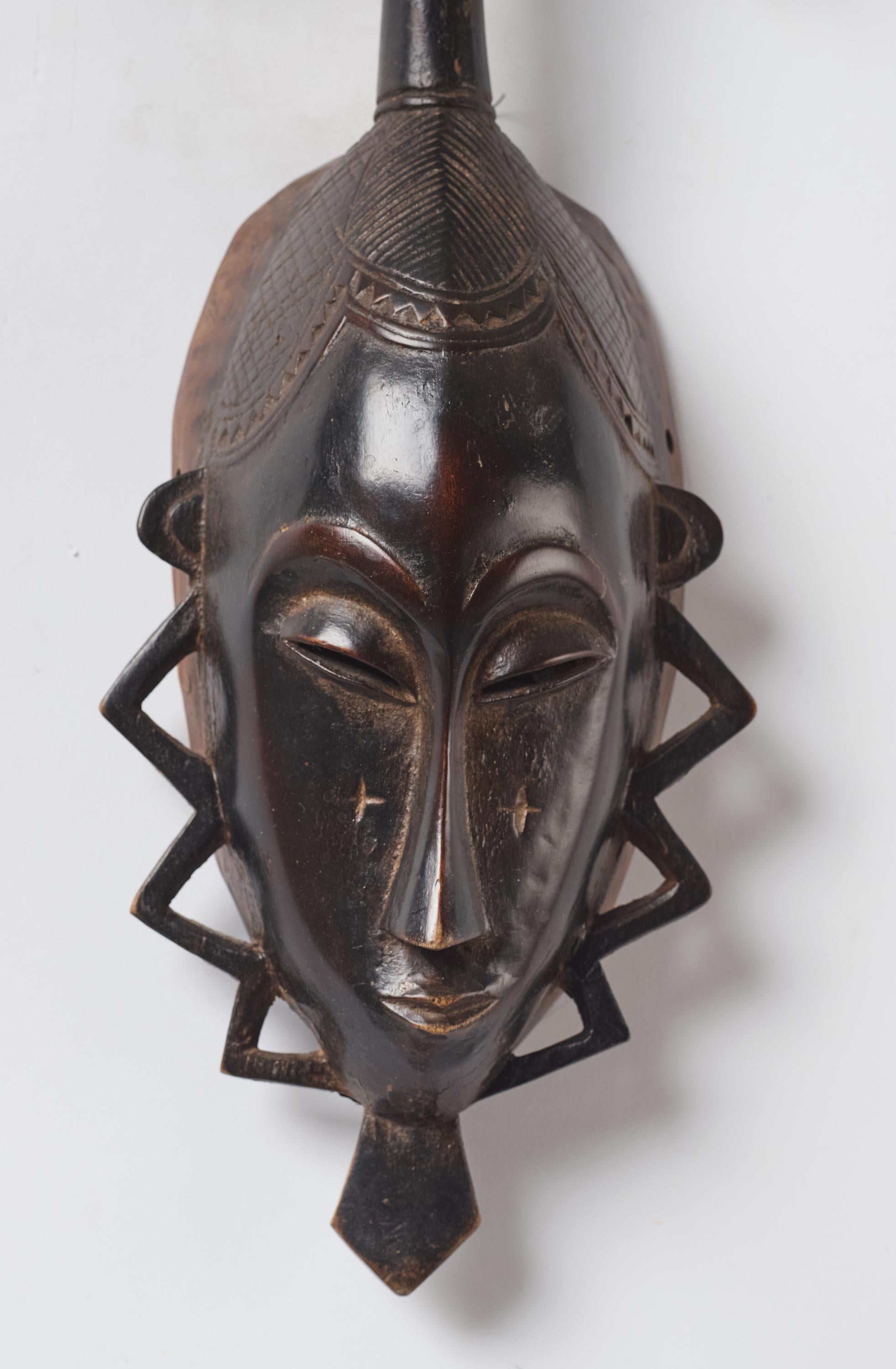 Tribal African mask Yaure tribe Ivory Coast Circa 1950 For Sale