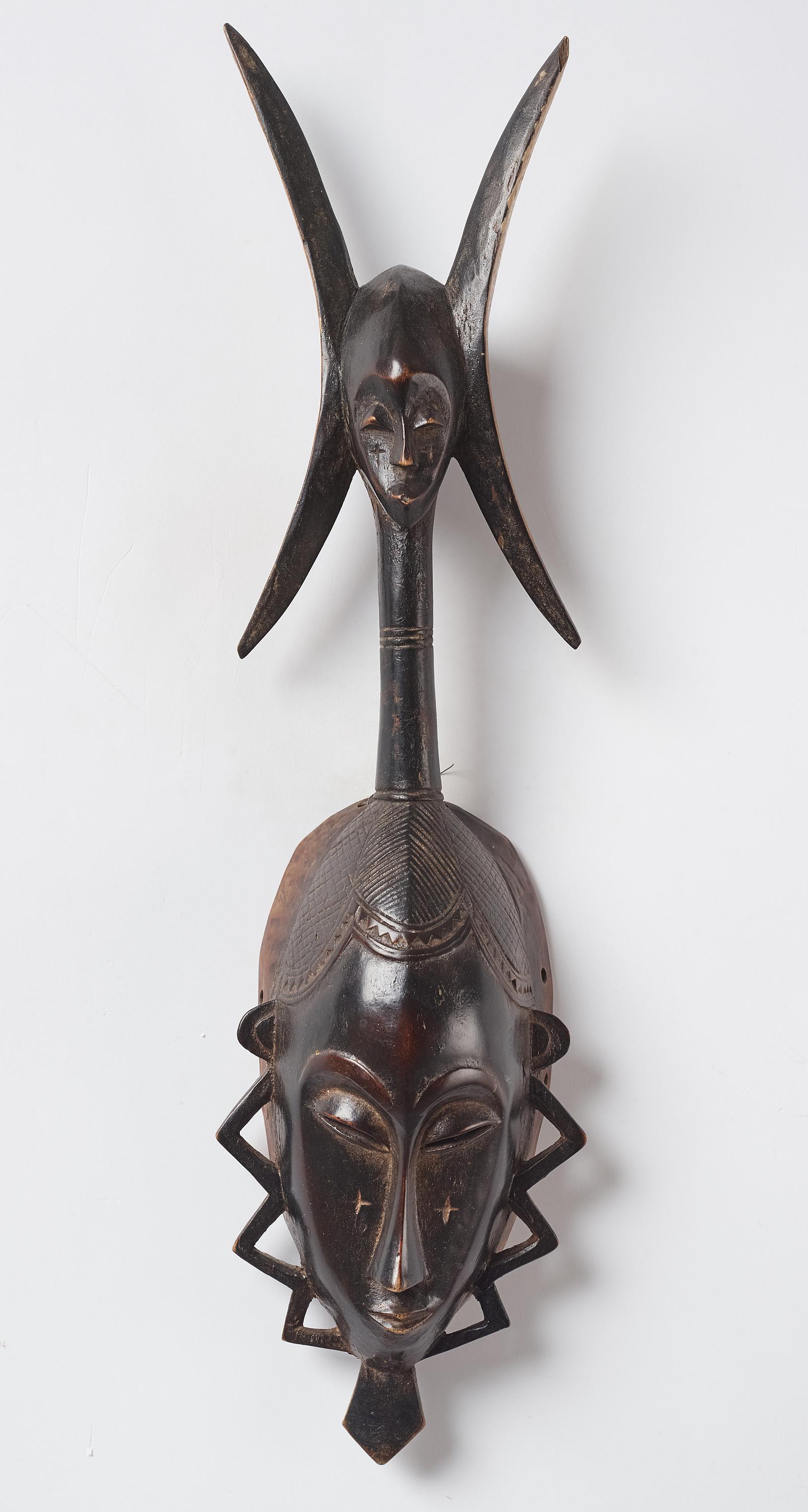 Tribal Masque africain tribu Yaure Côte d'Ivoire Circa 1950 en vente