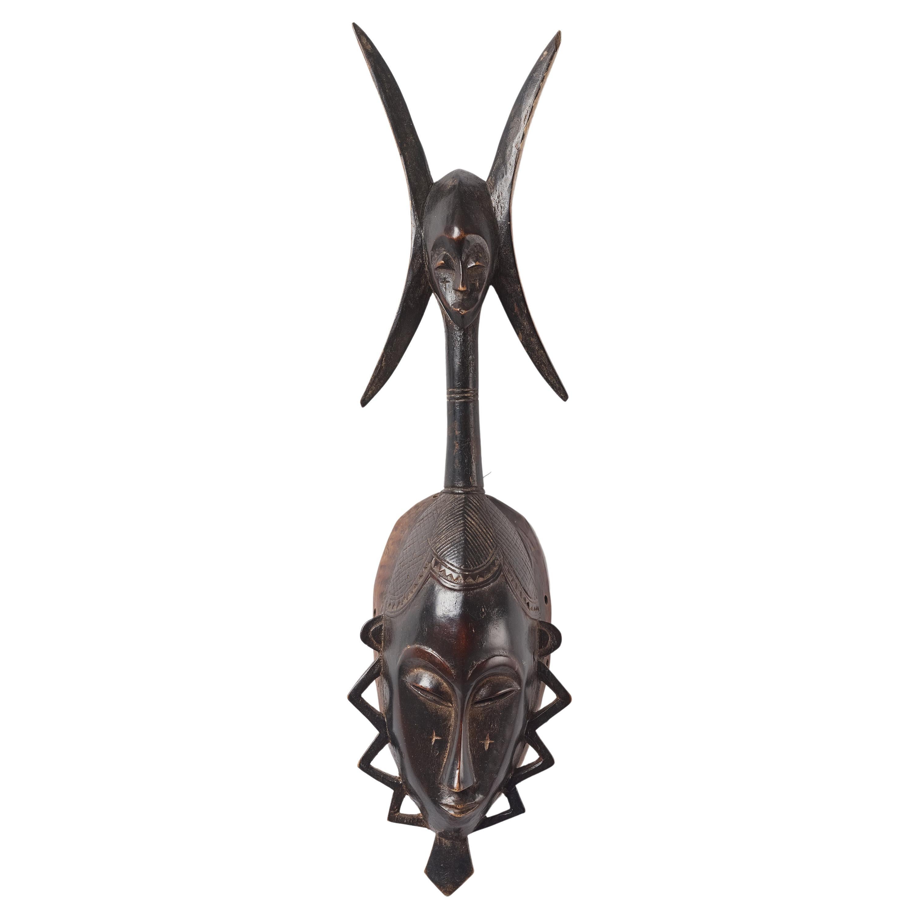 Masque africain tribu Yaure Côte d'Ivoire Circa 1950 en vente