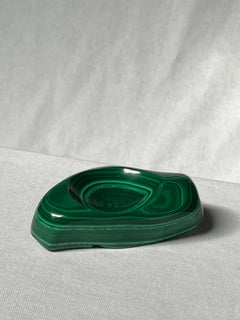 African massive malachite hand carved Ashtray natural green mineral copper
