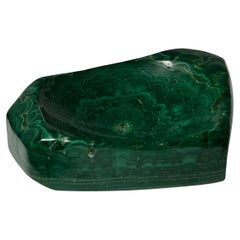 African massive malachite hand carved Ashtray natural green mineral copper