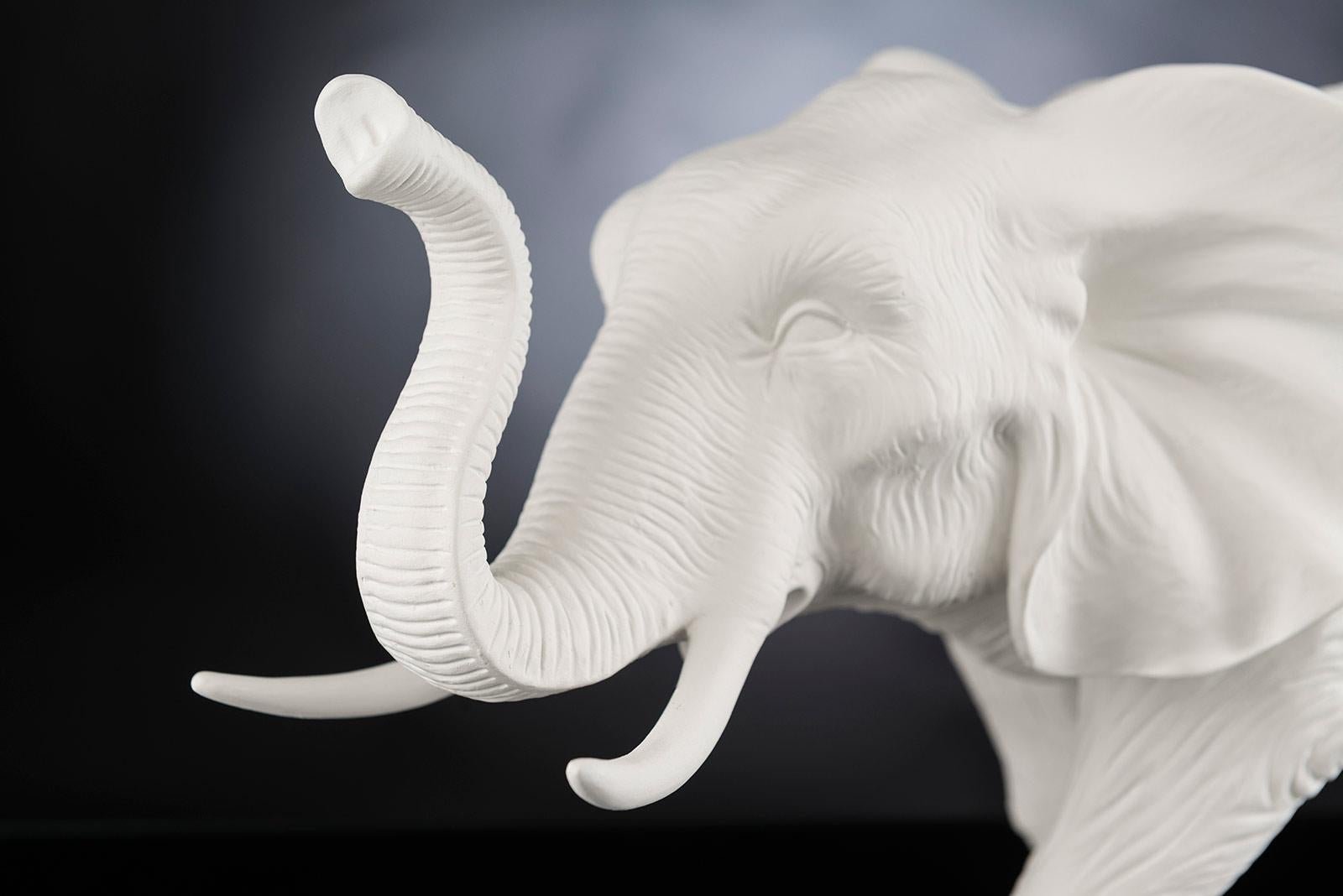 Moderne Éléphant africain en céramique blanche, Italie en vente