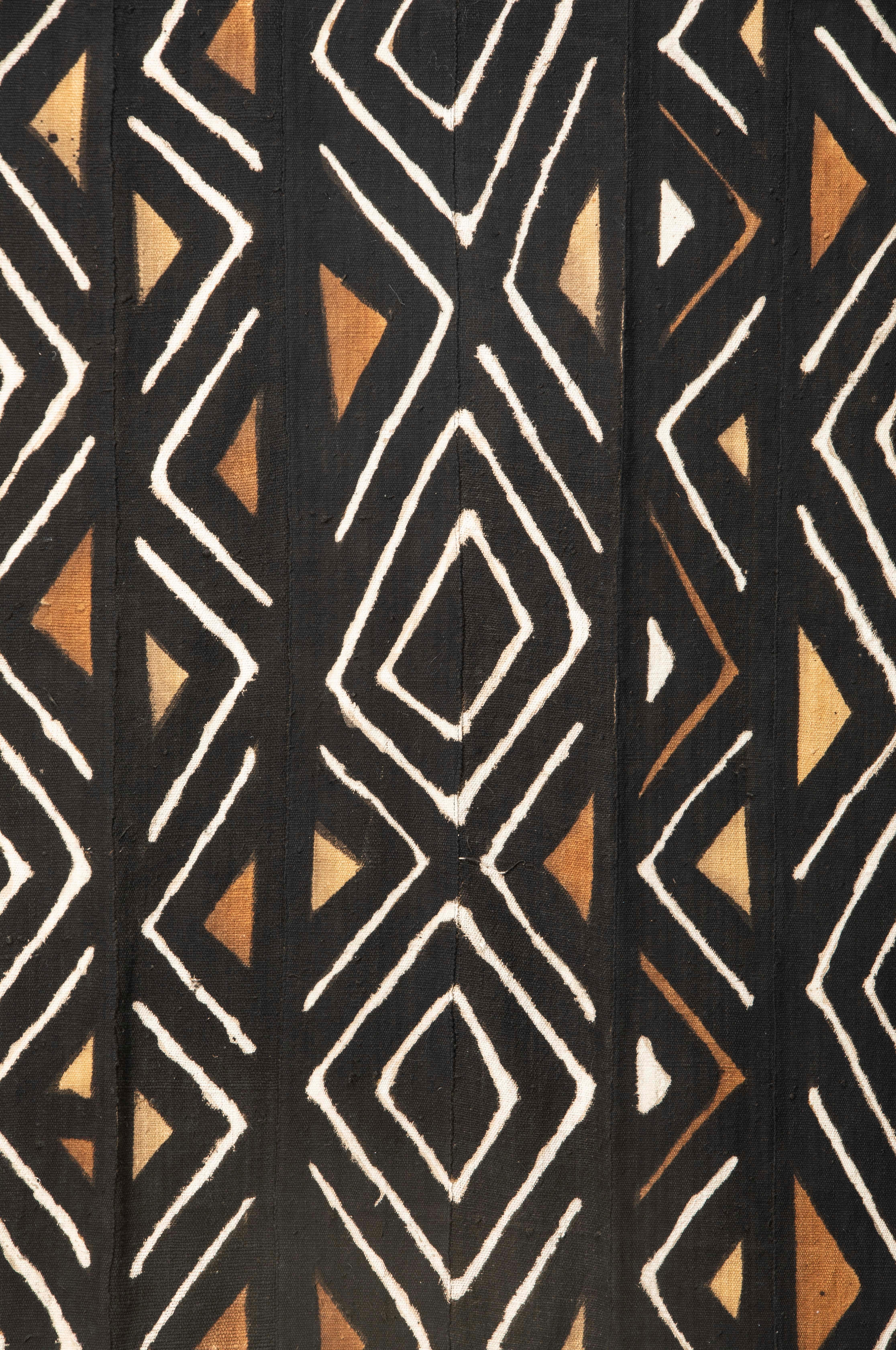 Black-brown-white interesting design Textile wall Art.
Dramatic in presentation and great on a white wall !
There are nine 5 inch wide sections stitched together and 70 inches long.
Top and bottom have 2 1/8 inch pockets to insert a pole for