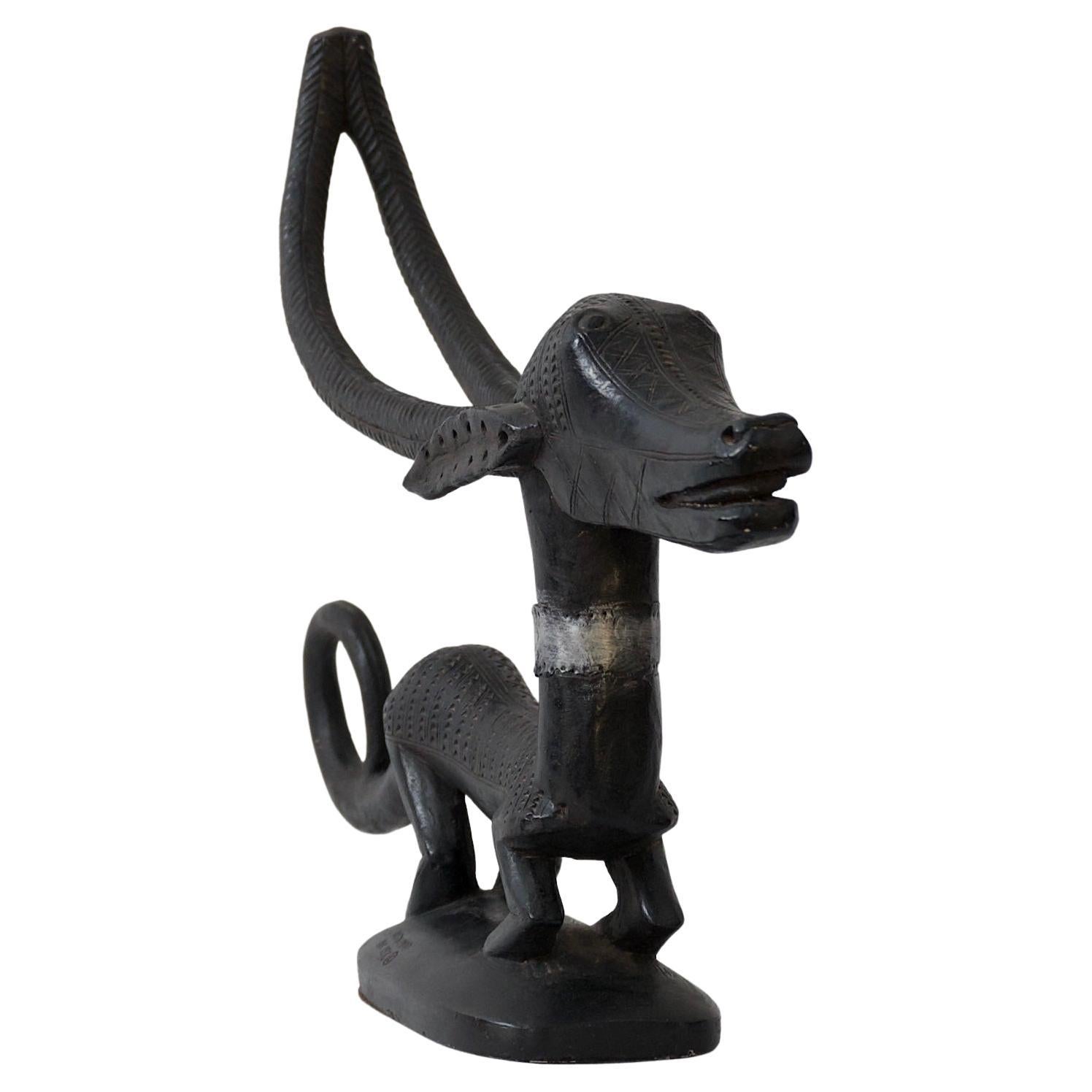 African Mythical Dog Sculpture For Sale