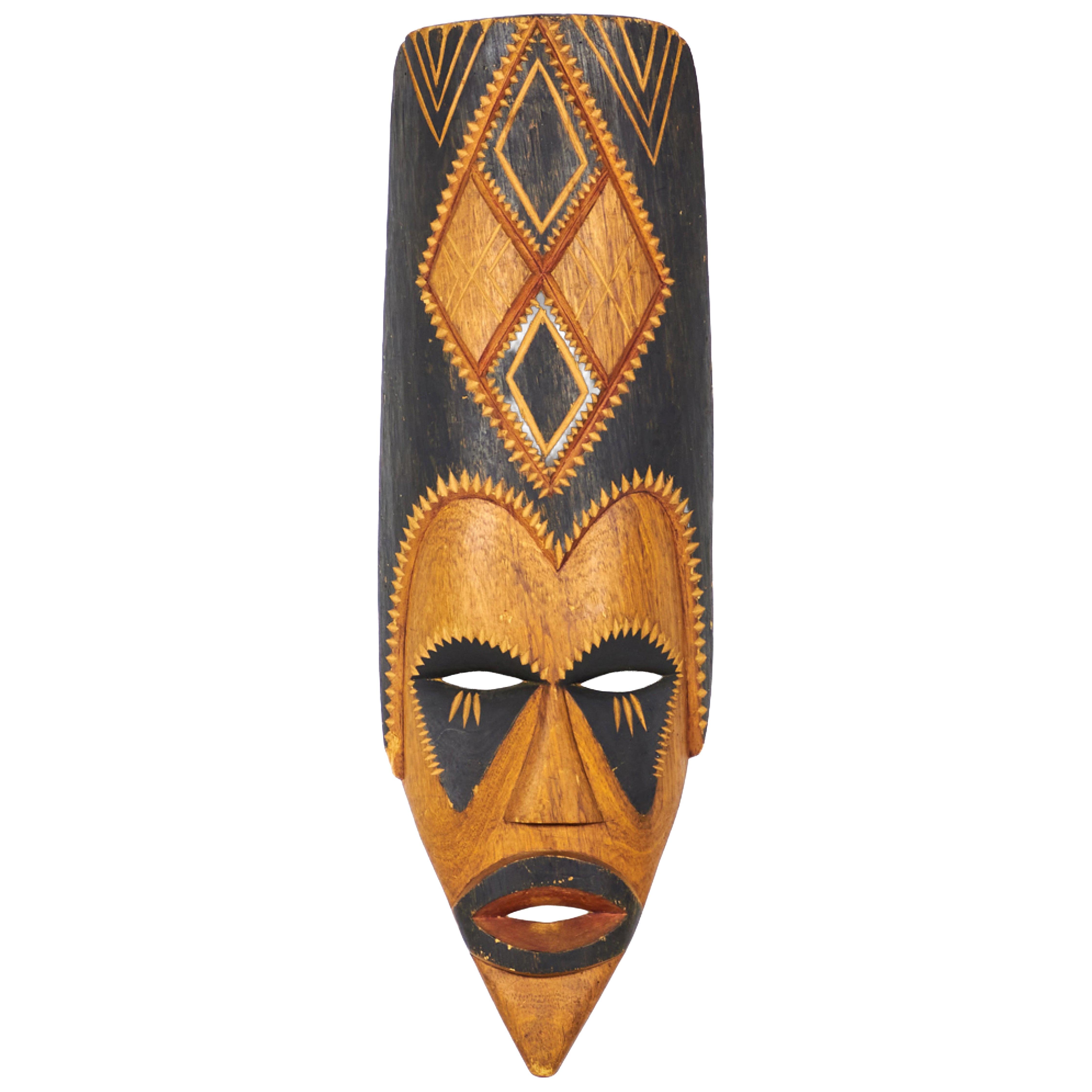 African Namibian Ovambo Carved Elongated Wooden Mask