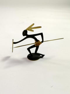African Native Warrior Bronze Sculpture, Werkstätte Hagenauer Wien, 1950s