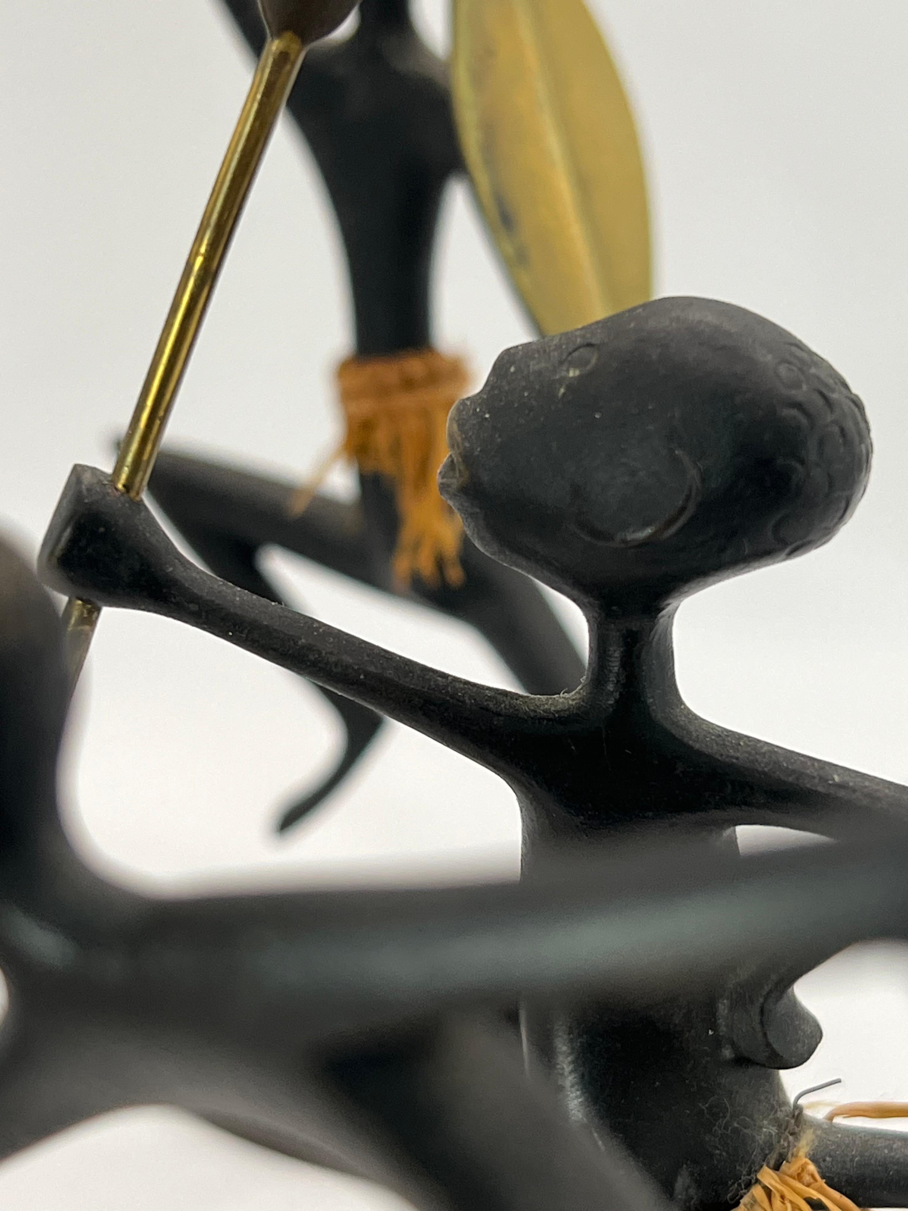 African Native Warrior Bronze Sculptures, Werkstatte Hagenauer, Austria, 1950s For Sale 4