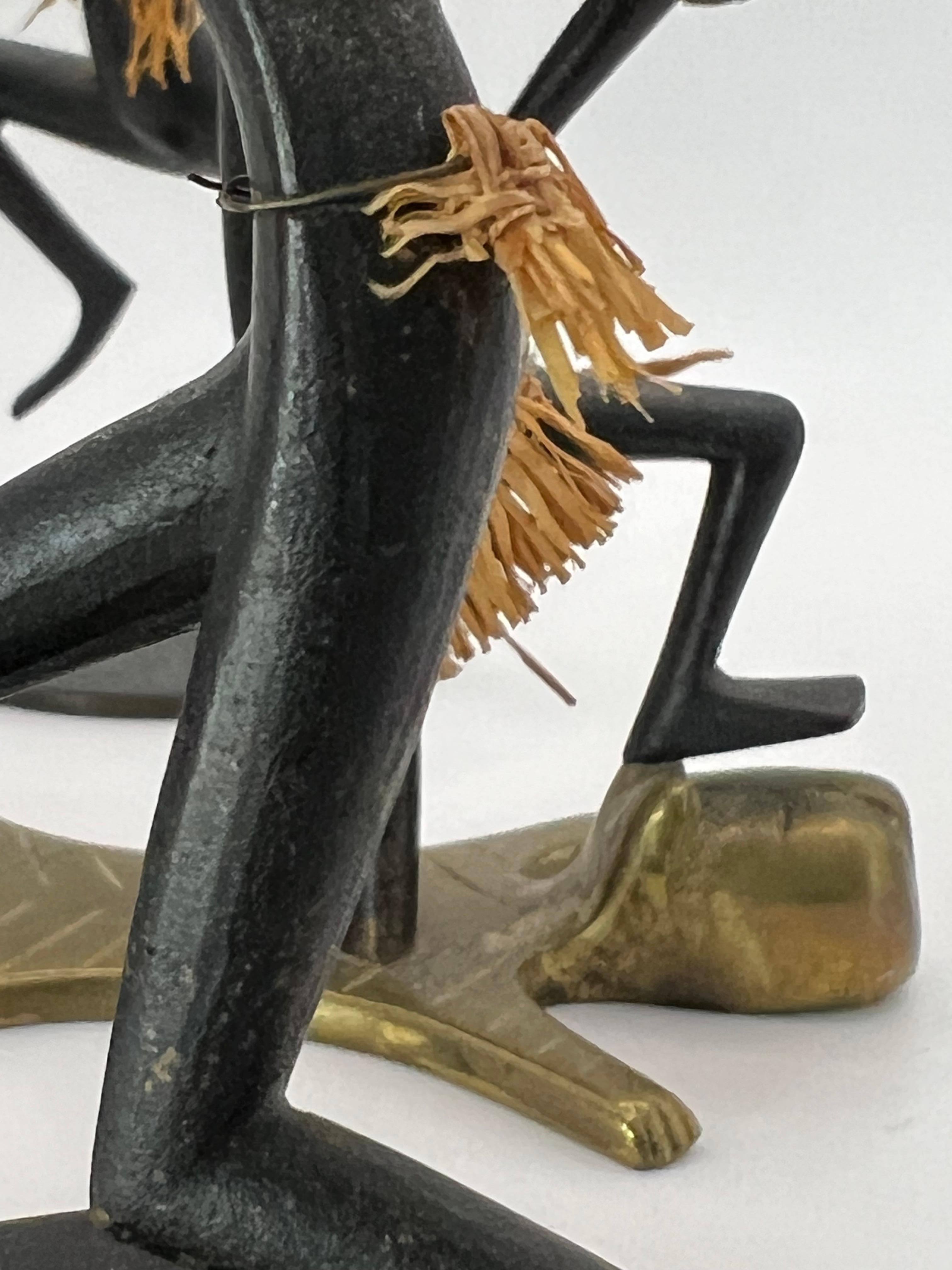 African Native Warrior Bronze Sculptures, Werkstatte Hagenauer, Austria, 1950s For Sale 5
